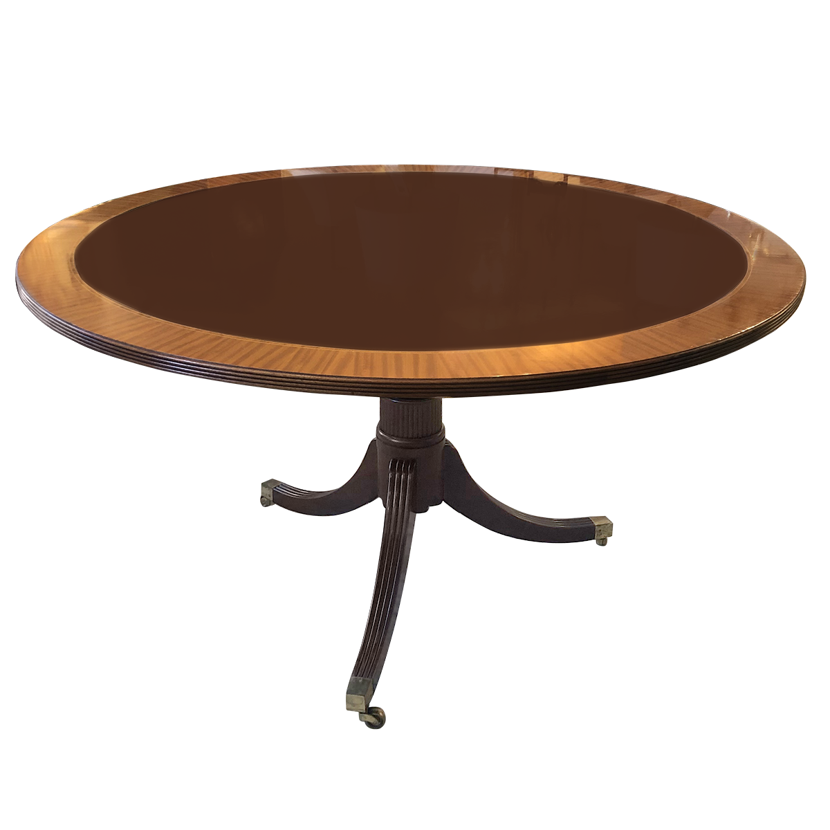 Baker Vintage Round Crossbanded Dining Table Available For Immediate
