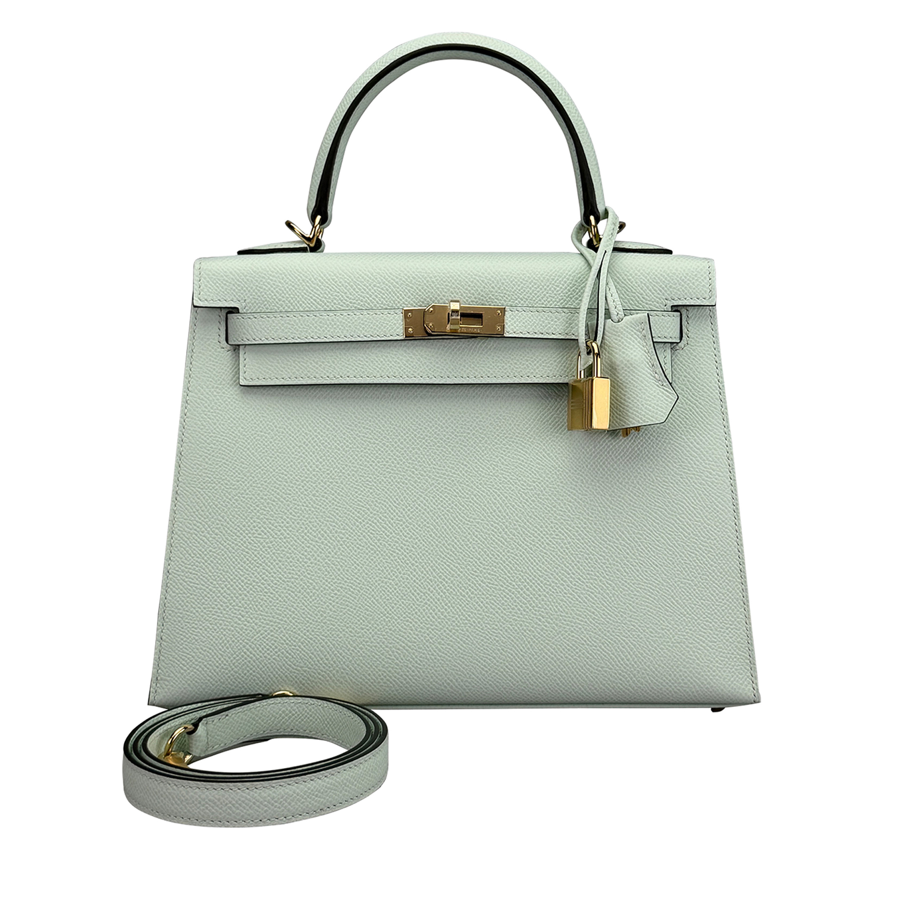 Hermès Vert Peppermint Epsom Sellier Kelly 25 Permabrass Hardware