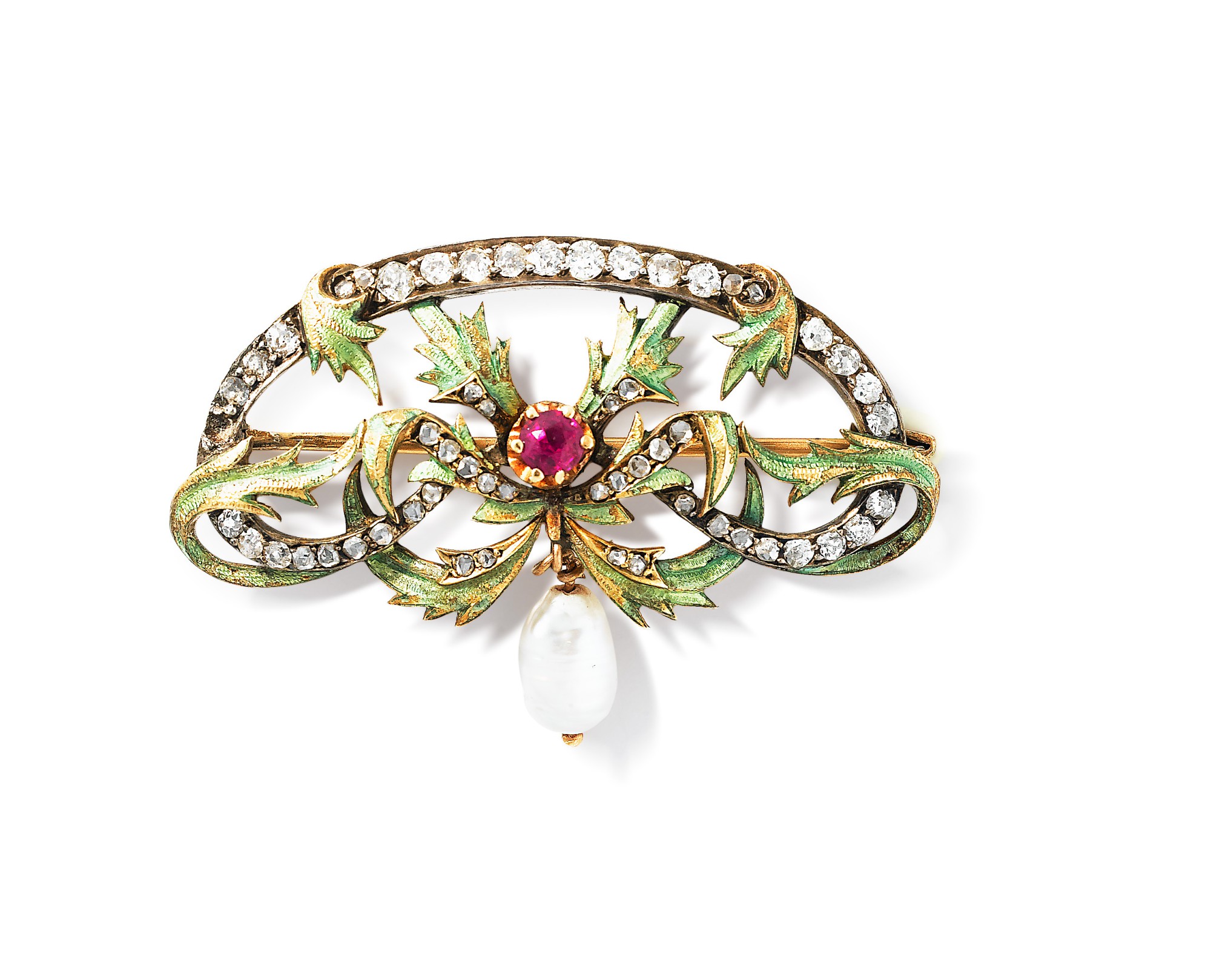 Broche Bijou Rétro Oiseau - Émail, Perles, Cristaux - Parfait état - Vintage