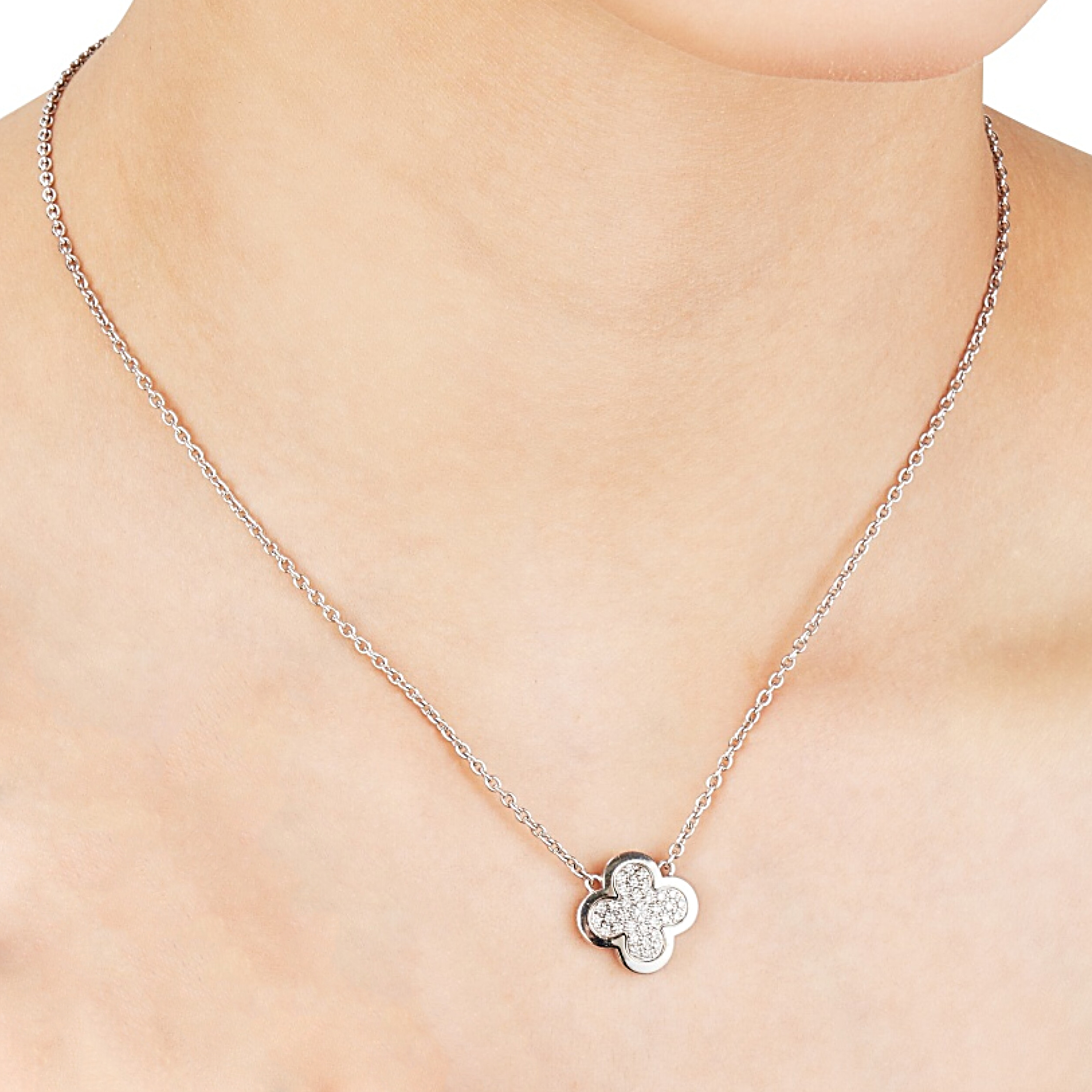 Van Cleef & Arpels White Gold And Diamond Pure Alhambra Pendant