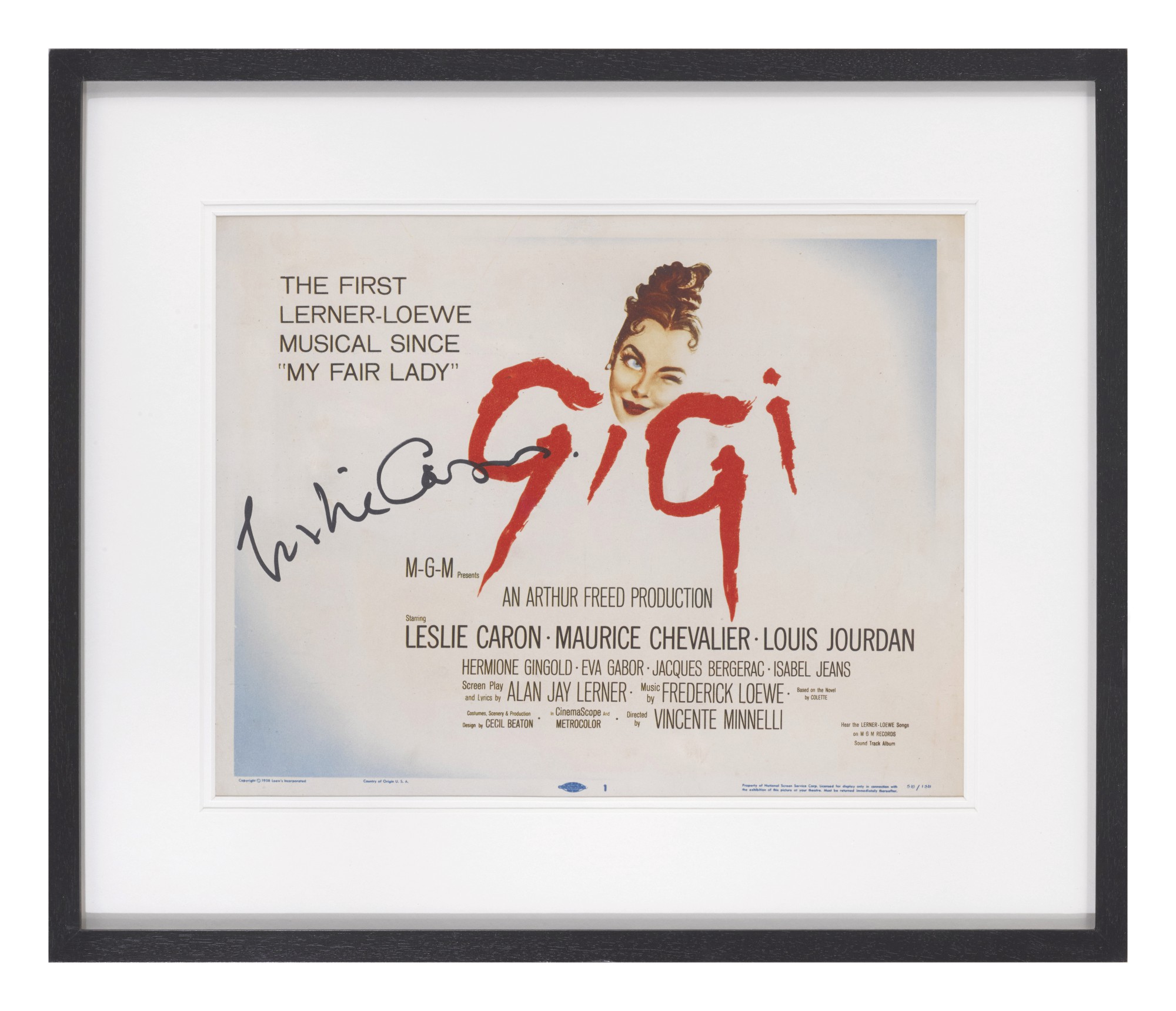 GIGI 1958 TITLE CARD US SIGNED BY LESLIE CARON Original Film gigi-1958-title-card-us-signed-by-leslie-caron-original-film