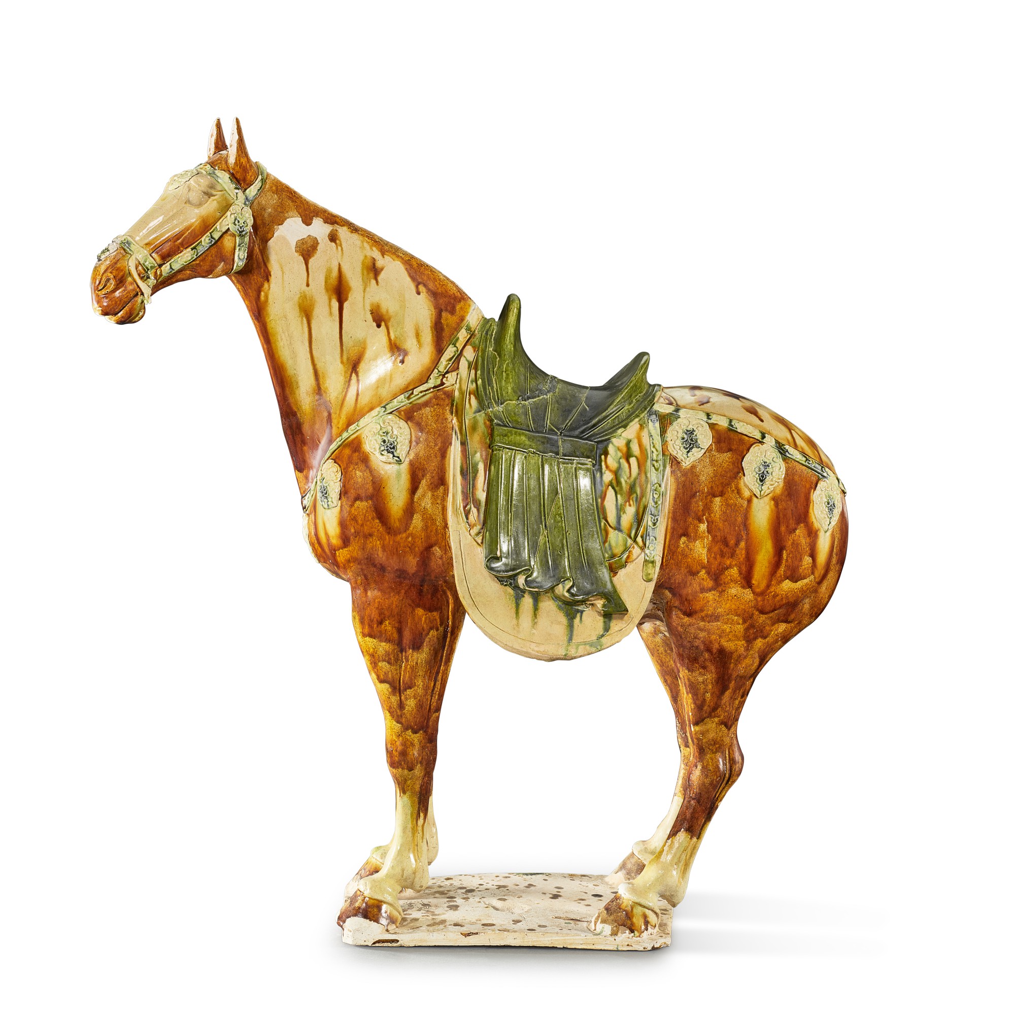 A magnificent sancaiglazed pottery figure of a horse Tang dynasty 唐