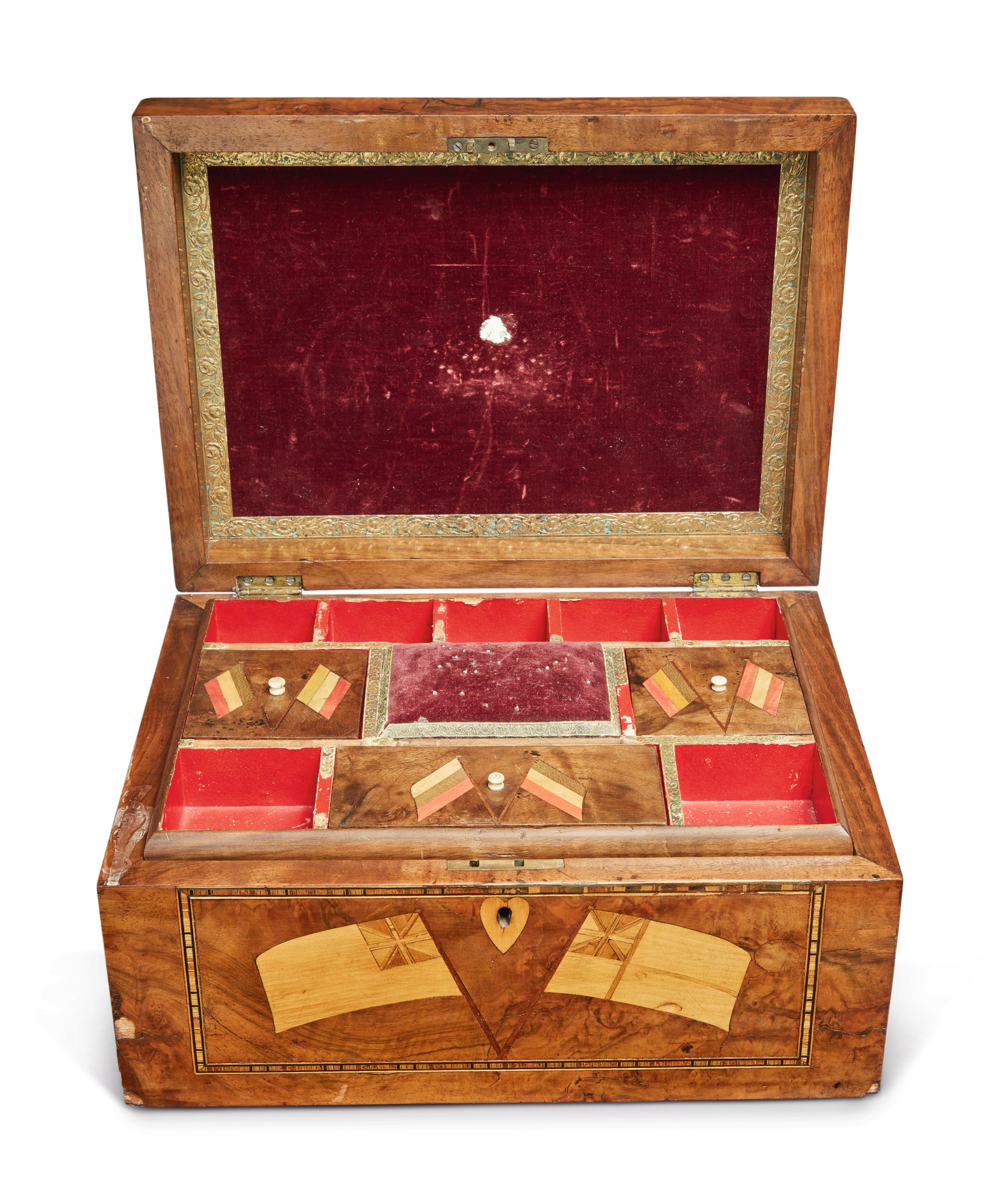 Regency Burlwood and Pictorial Inlaid 'Trinity House' Box, circa 1860 Vineyard Dreams