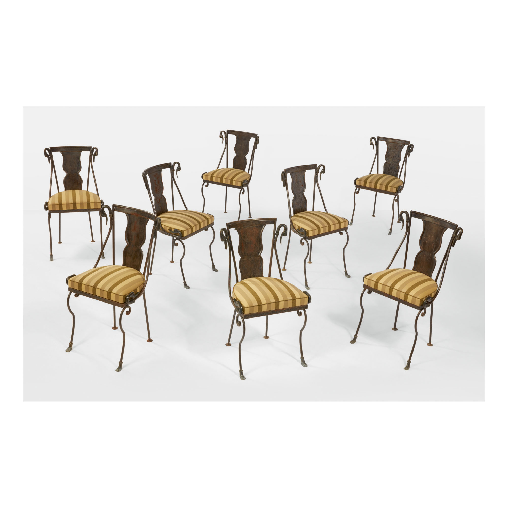 IN THE STYLE OF MAISON JANSEN SET OF EIGHT "SWAN" CHAIRS Design