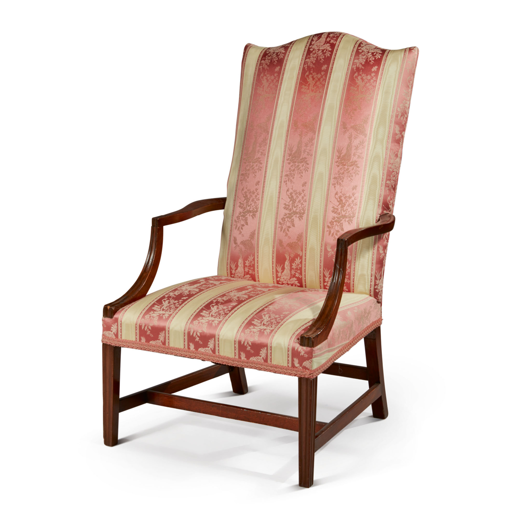 VERY FINE FEDERAL MAHOGANY LOLLING CHAIR, MASSACHUSETTS, CIRCA 1800