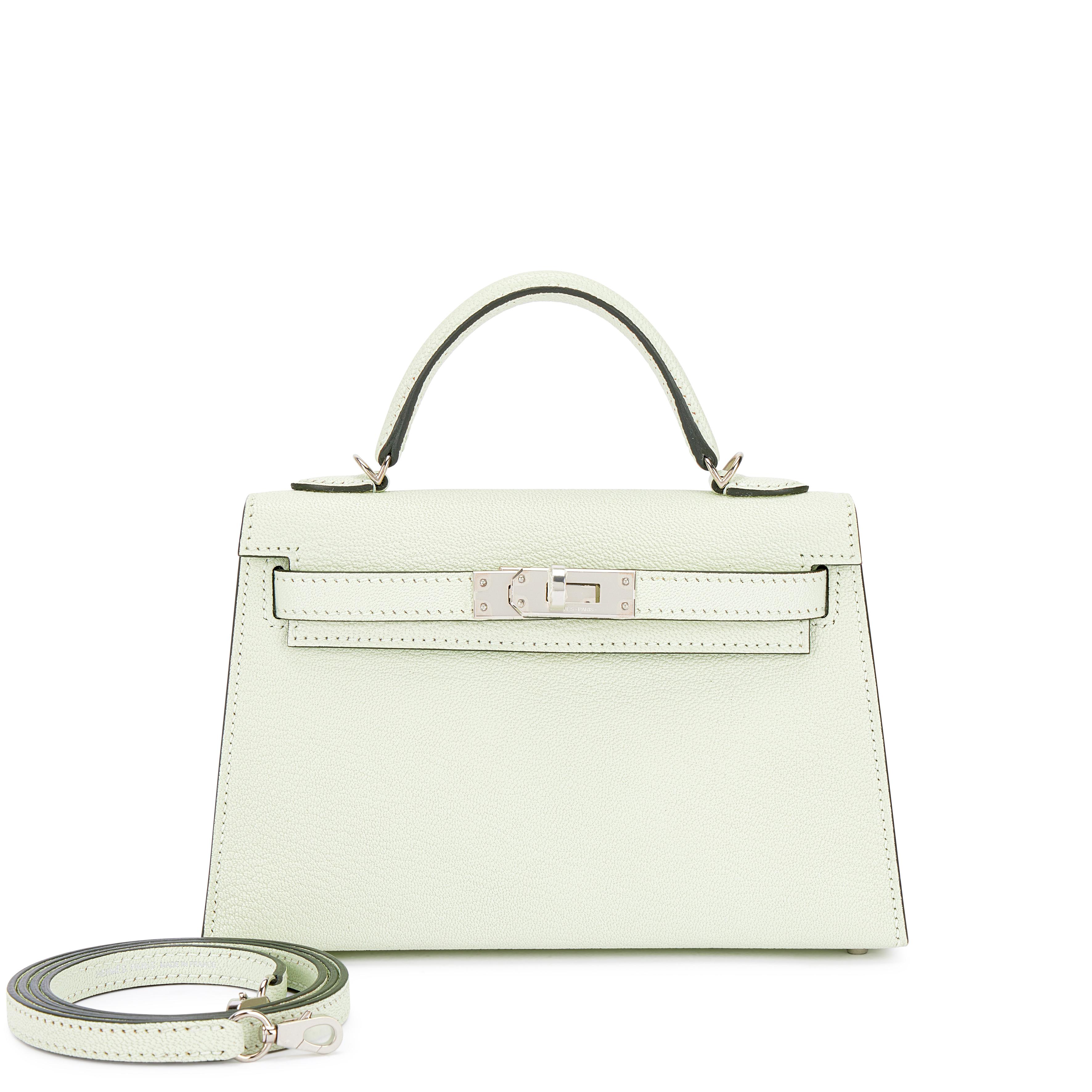 Hermès Vert Fizz Chèvre Mini Kelly II 20 Palladium Hardware, 2022