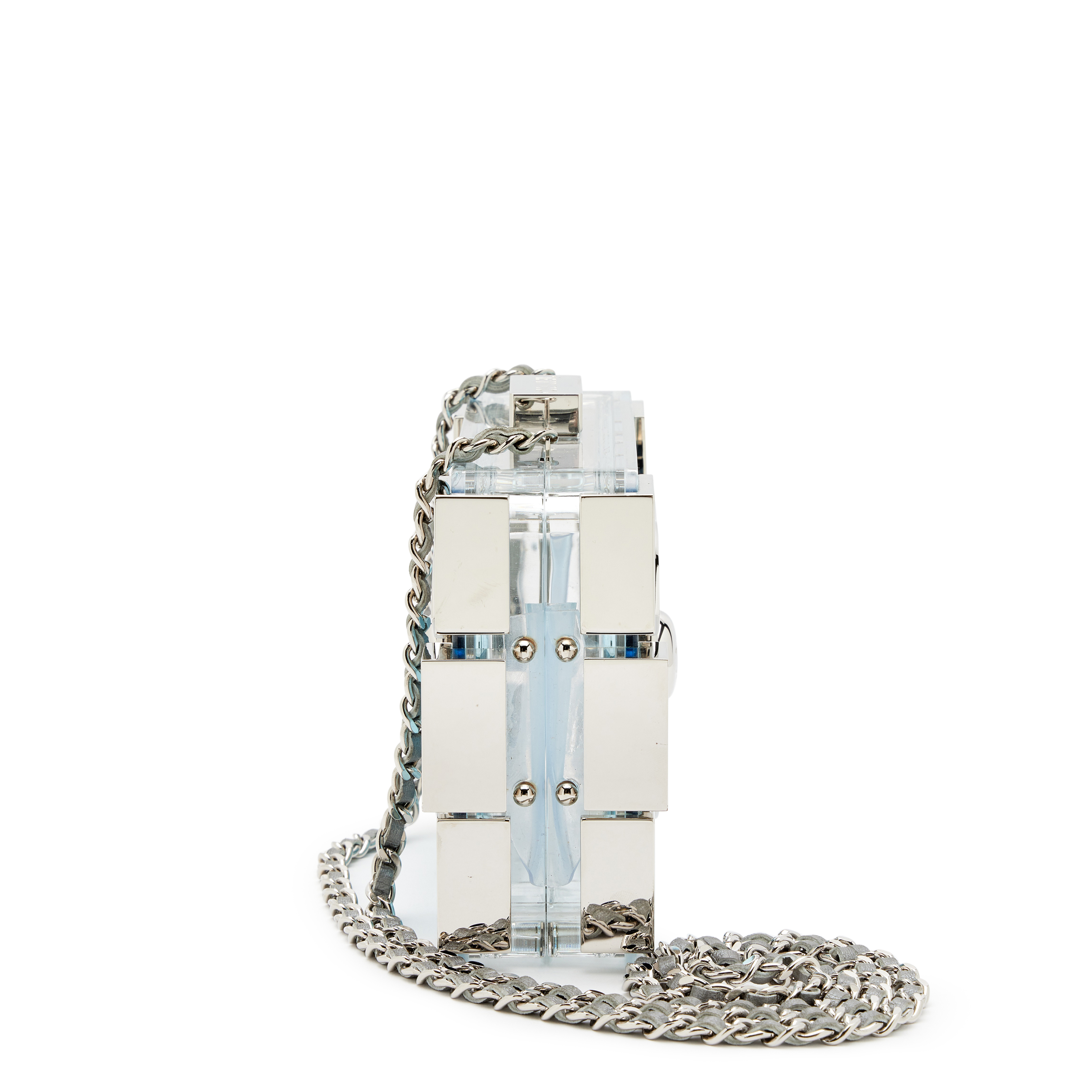 Chanel Silver Metal And Clear Blue Plexiglass Supermarket