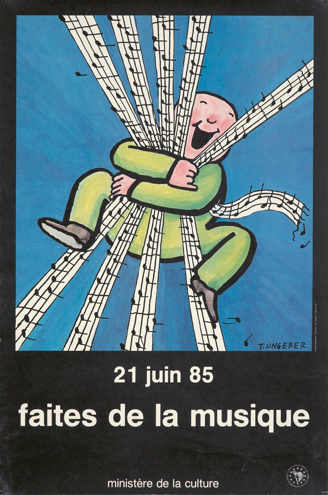 アート・デザイン・音楽 The poster art of Tomi Ungerer Tomi Ungerer Vintage Faites De La Musique World Music Day Poster