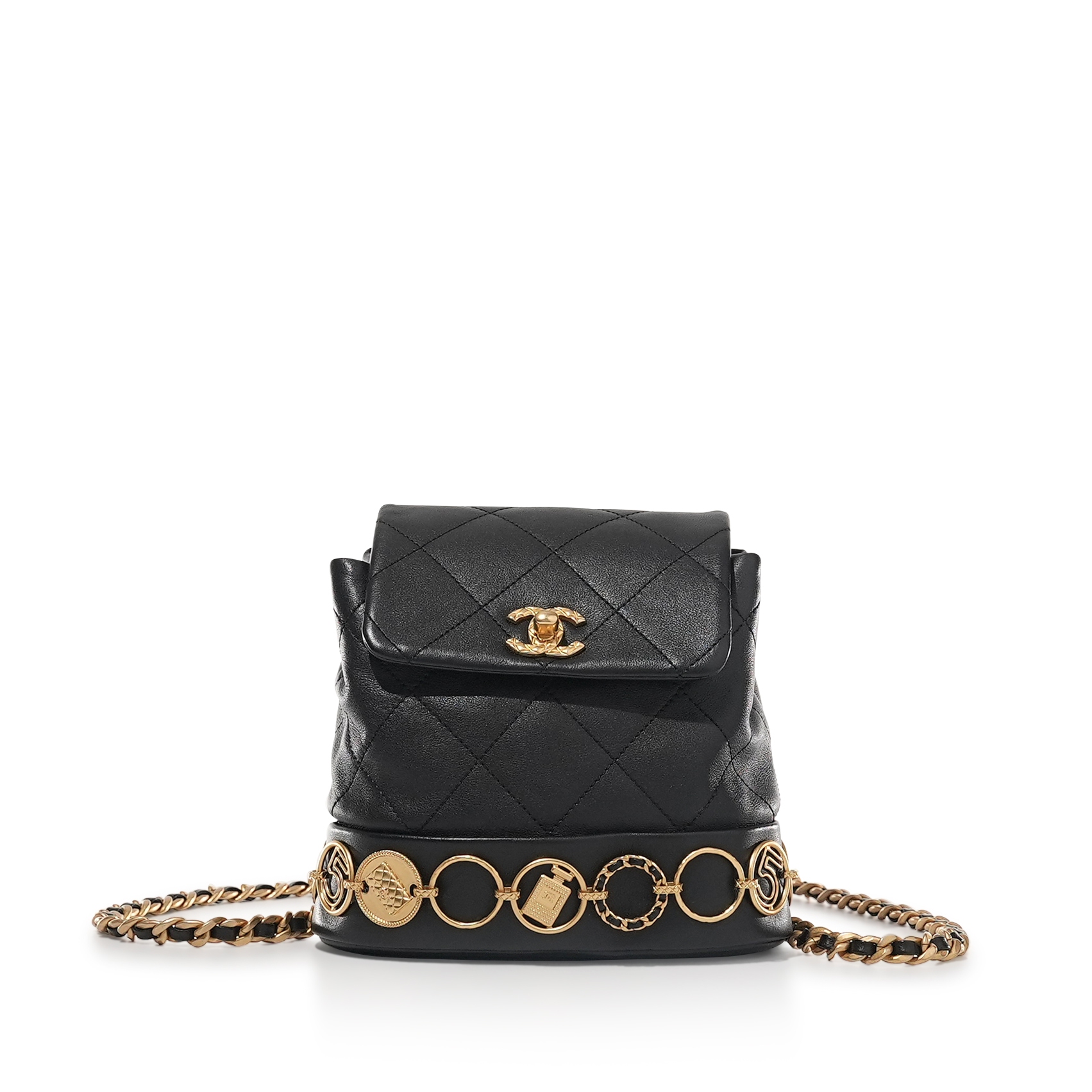 Chanel Dumas Backpack Black Champagne Gold Quilted Lambskin Chanel Black Quilted Lambskin Mini Duma Timeless CC Backpack  main image 3