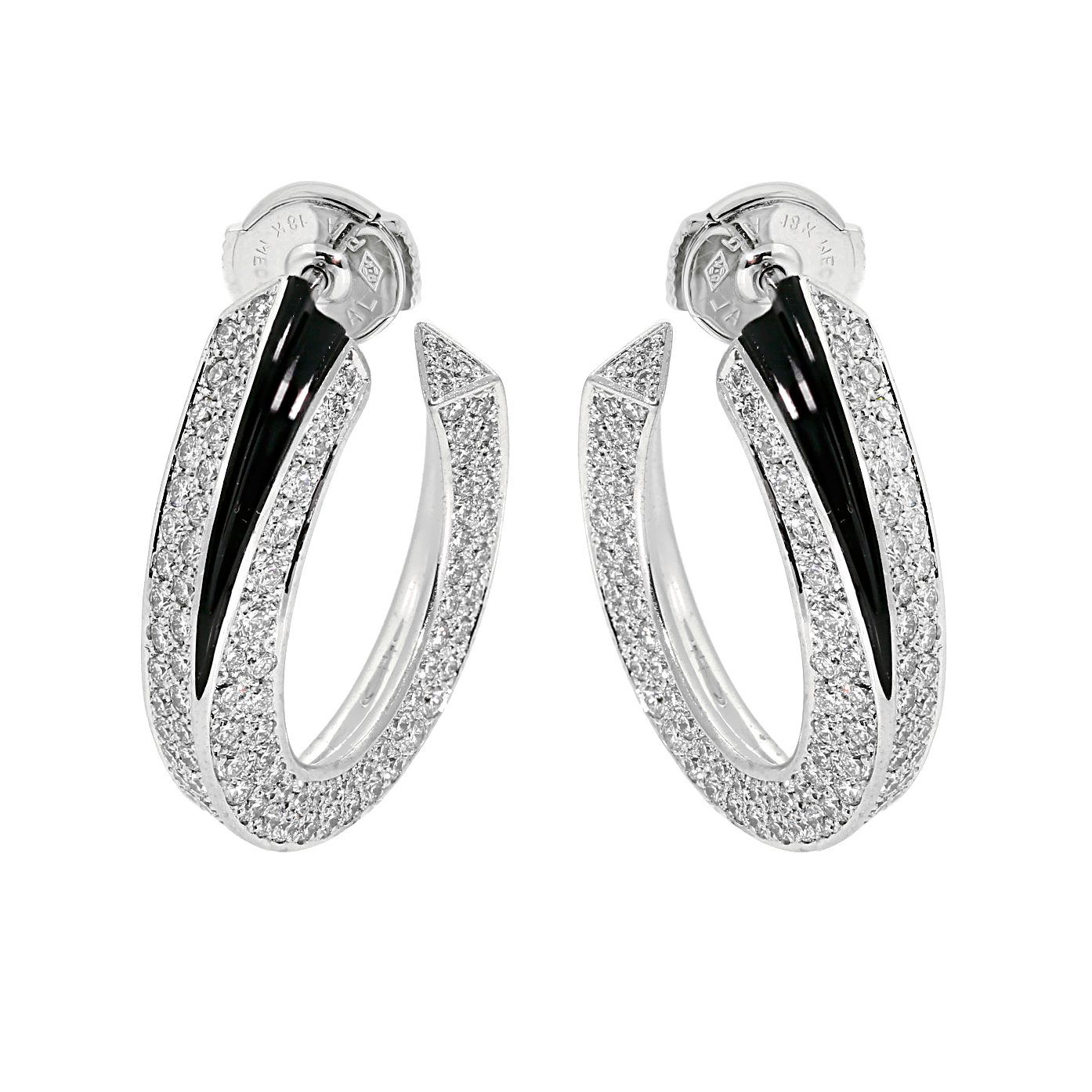 Cartier White Gold, Diamond And Onyx Panthère Earrings Available For