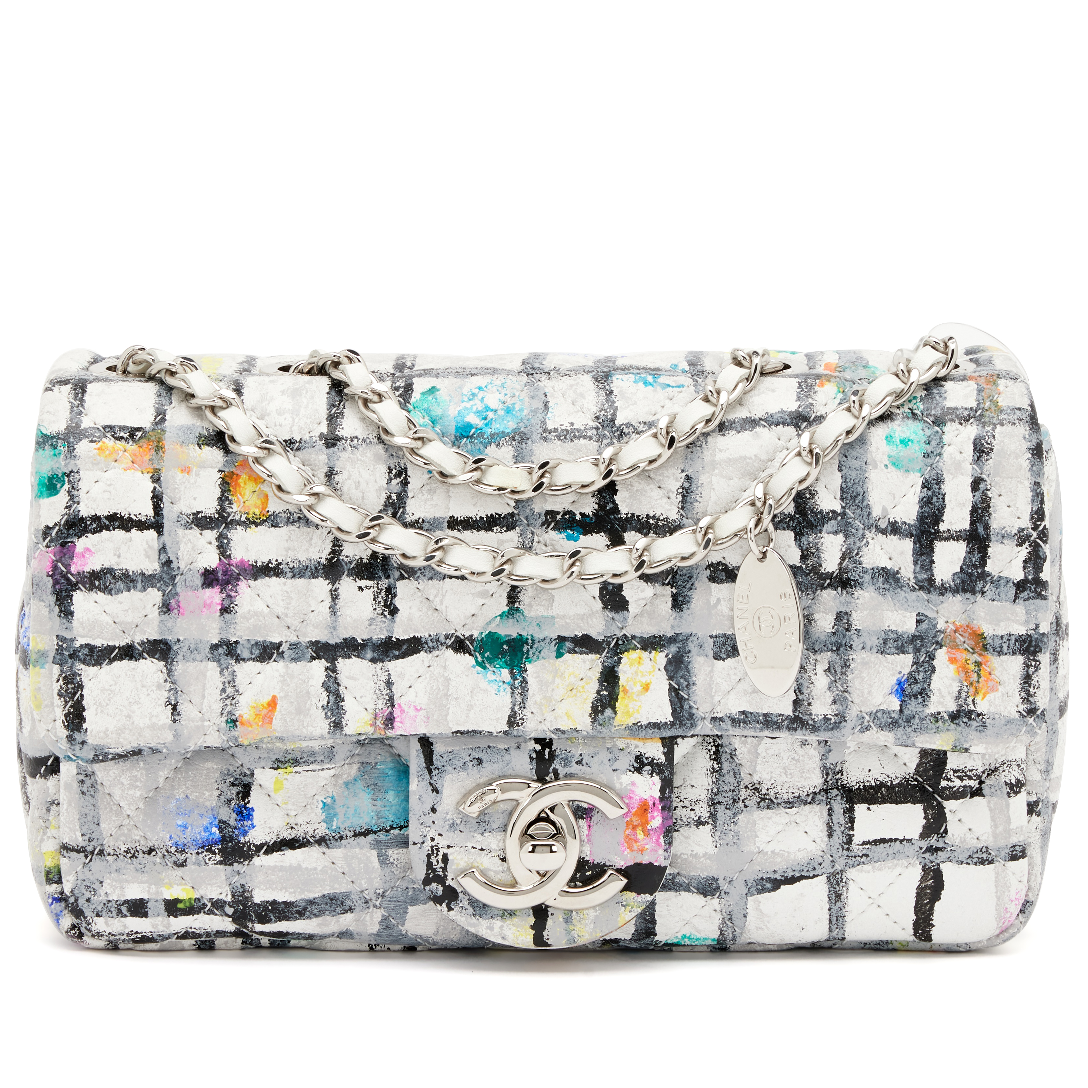 Chanel Rainbow Hand Painted Quilted Calfskin Graffiti Mini