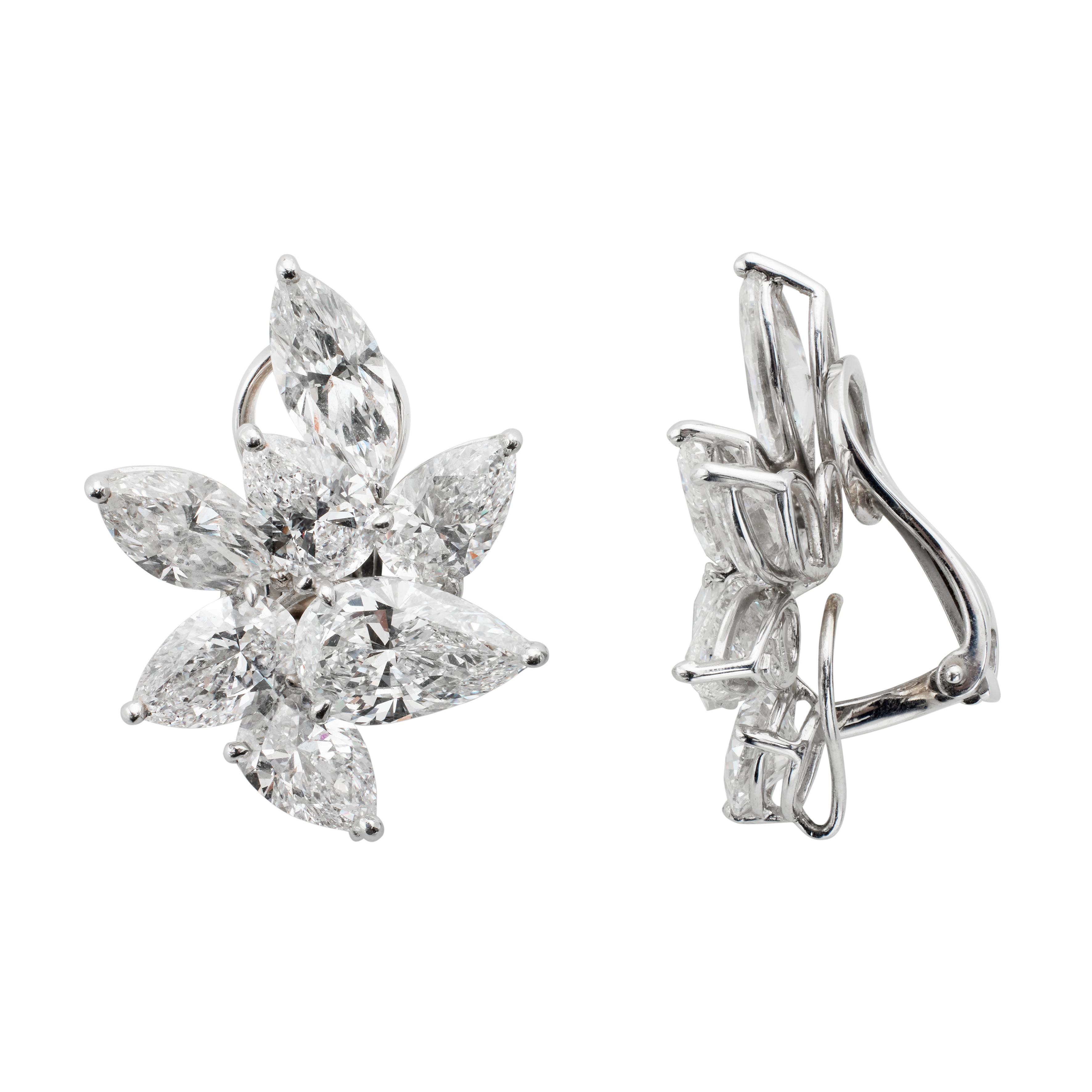 Platinum And 16.79ctw Diamond Cluster Earrings Available For
