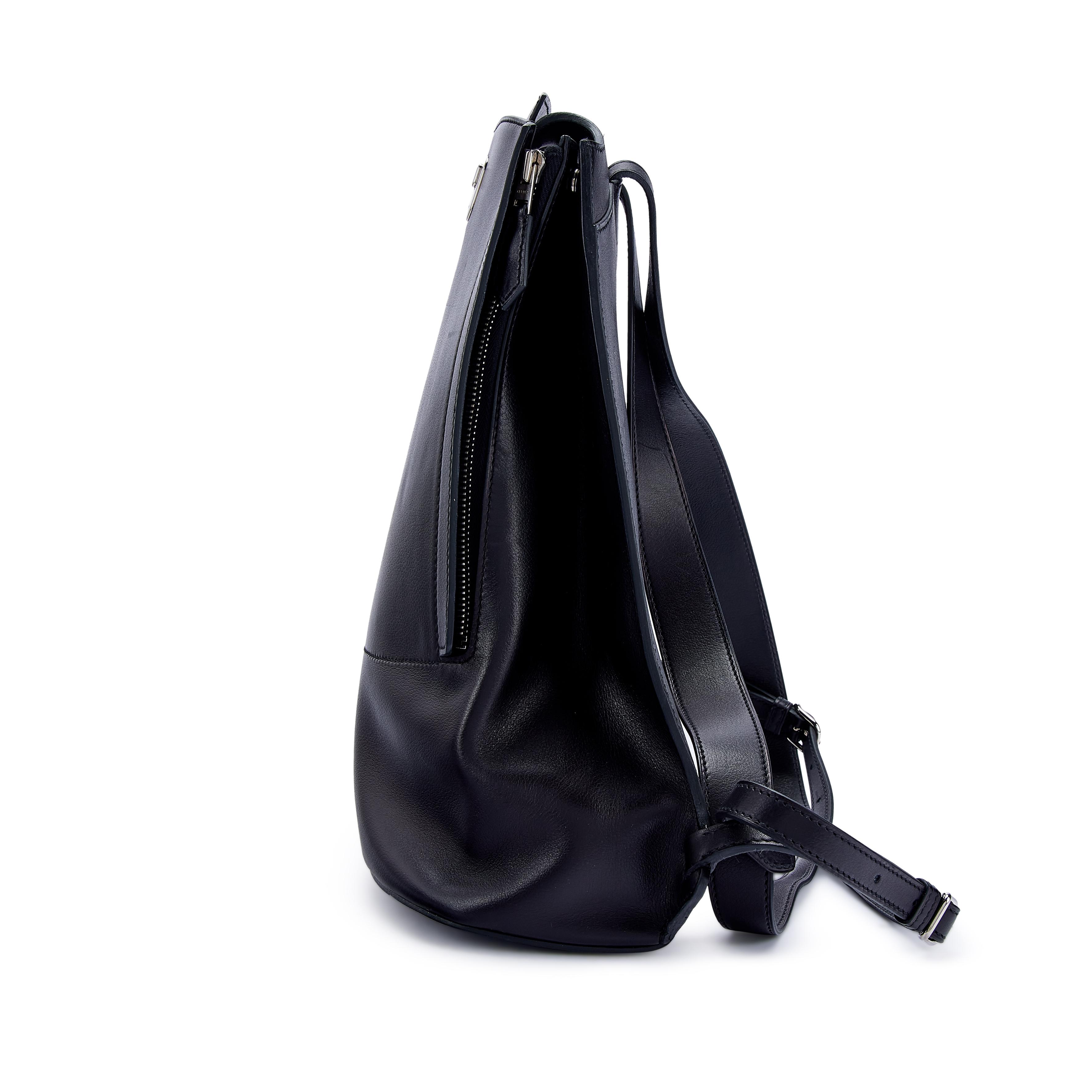 Hermès Black Evercolor GR24 Backpack Palladium Hardware, 2016