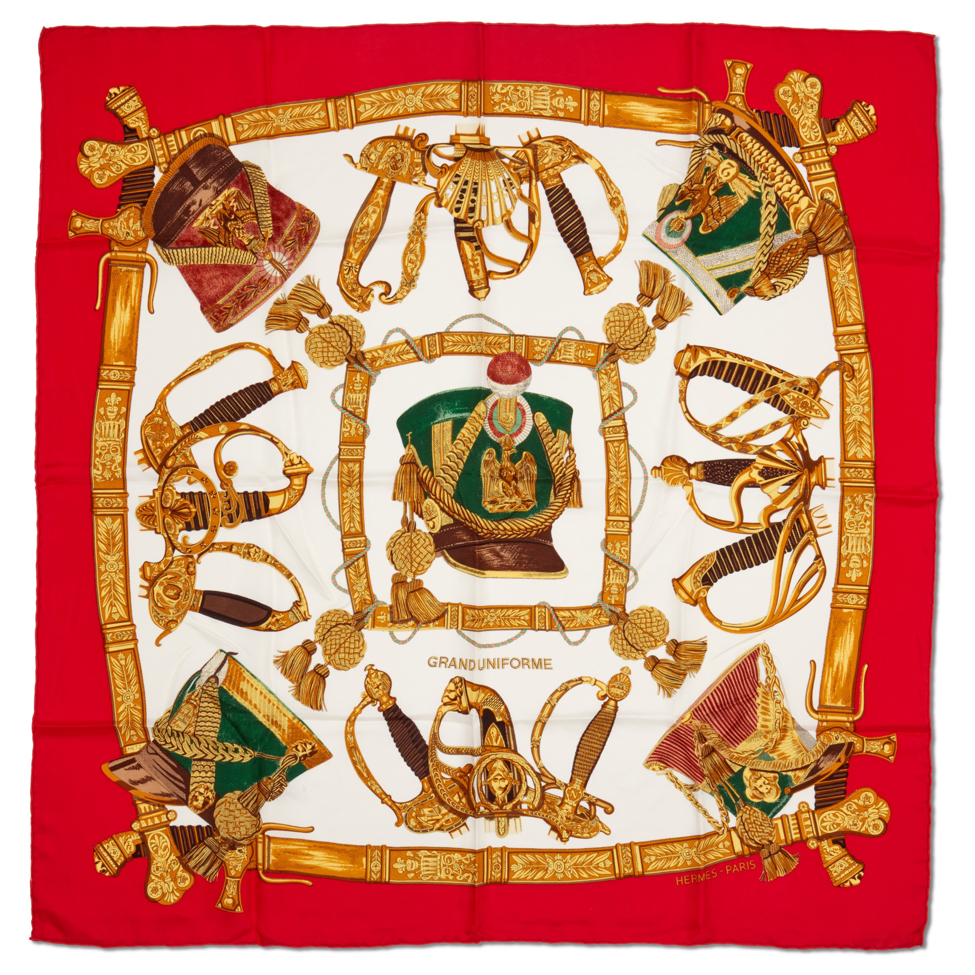 Hermès Multicolor Silk Grand Uniforme By Joachim Metz Scarf 90