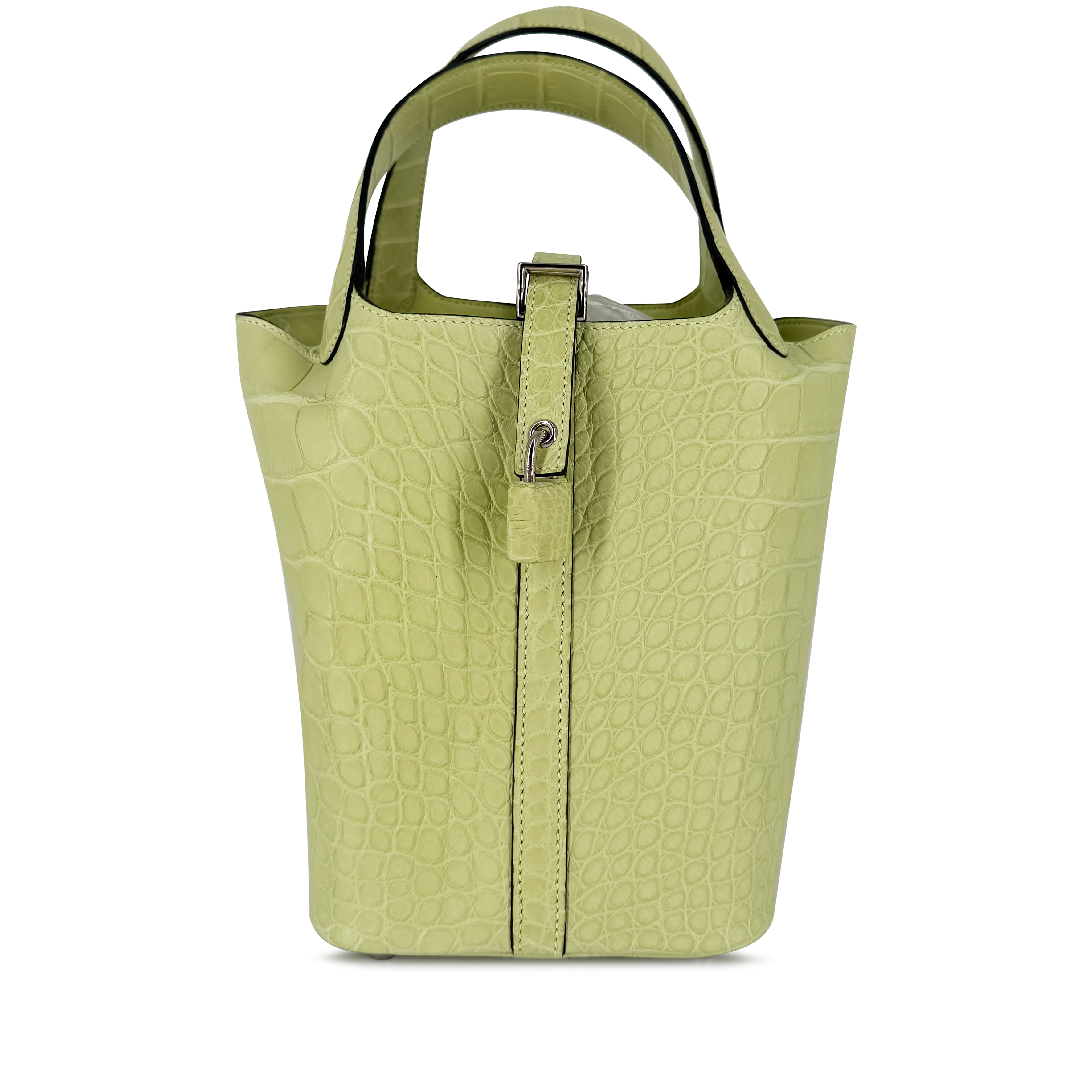 Hermès Jaune Bourgeon Matte Alligator Picotin Lock 18 Palladium