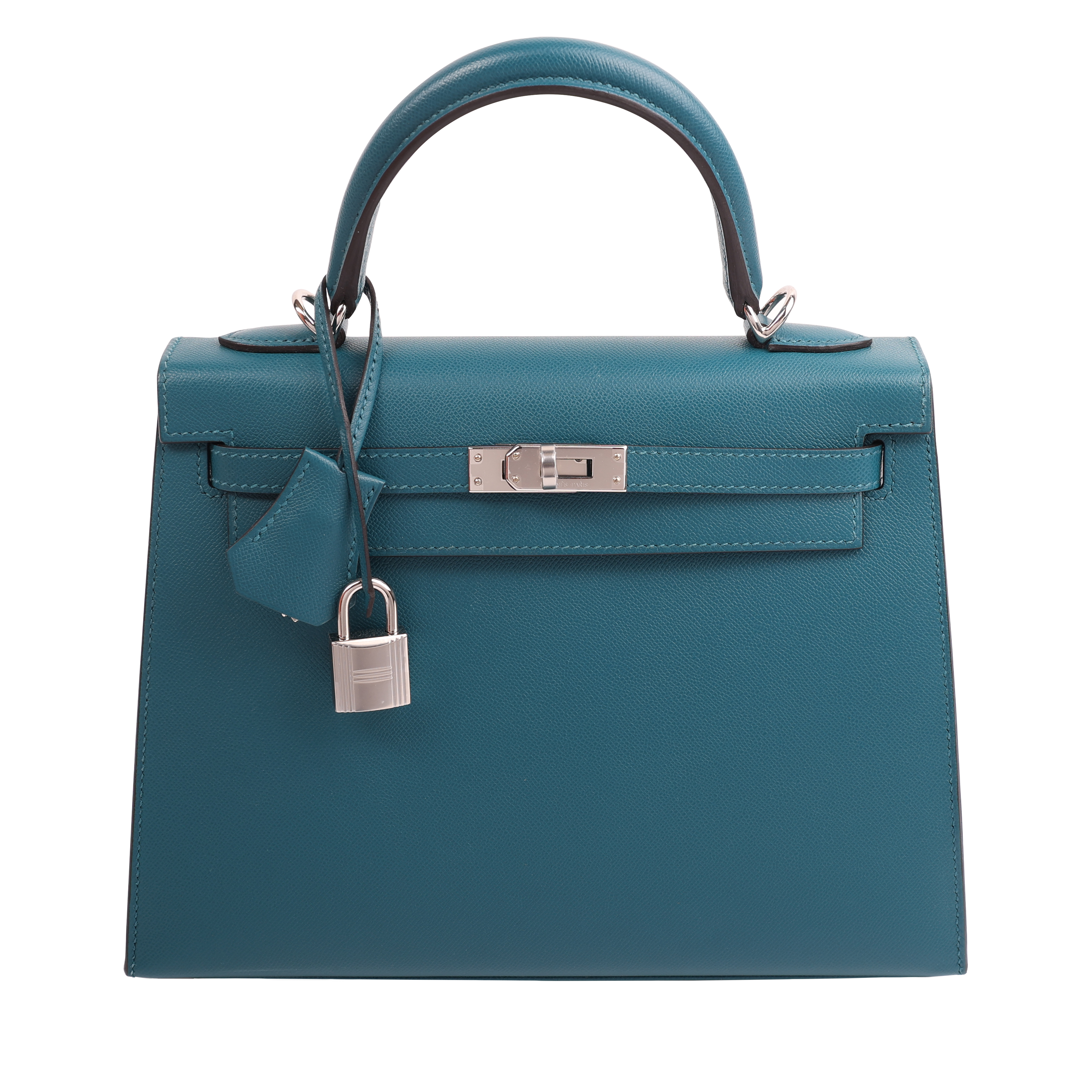 Hermès Vert Bosphore And Vert Fonce Madame Verso Sellier Kelly 25