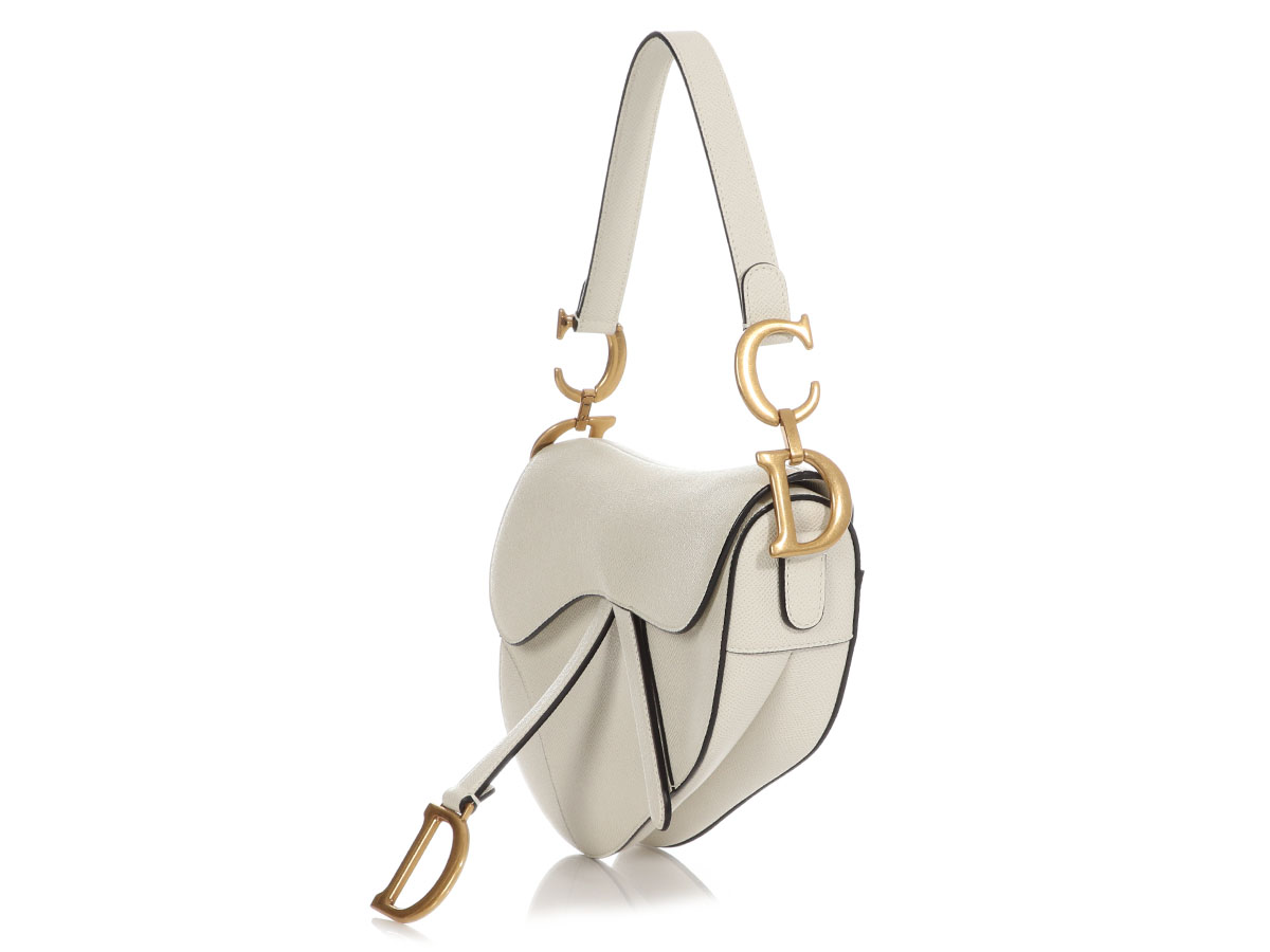 Dior Mini Saddle Bag White Christian Dior White Grained Calfskin