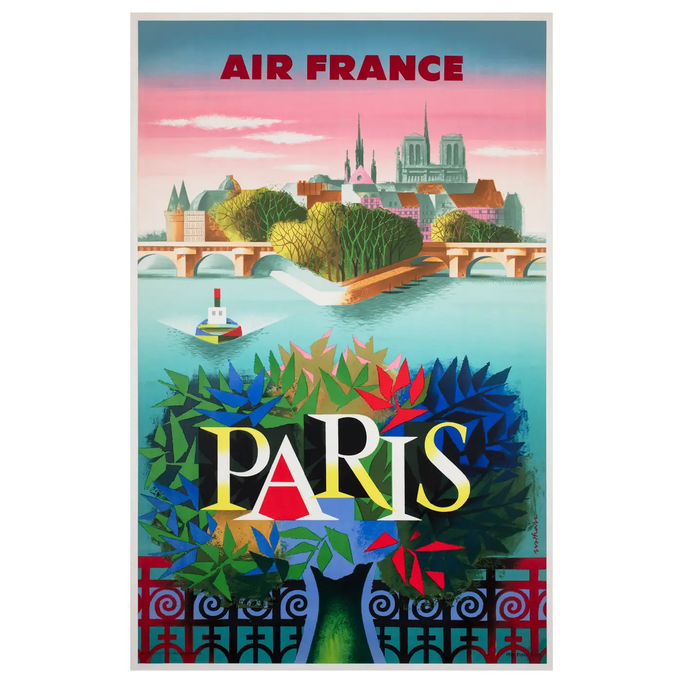 Jacques Nathan-Garamond Vintage Air France Paris Travel Airline