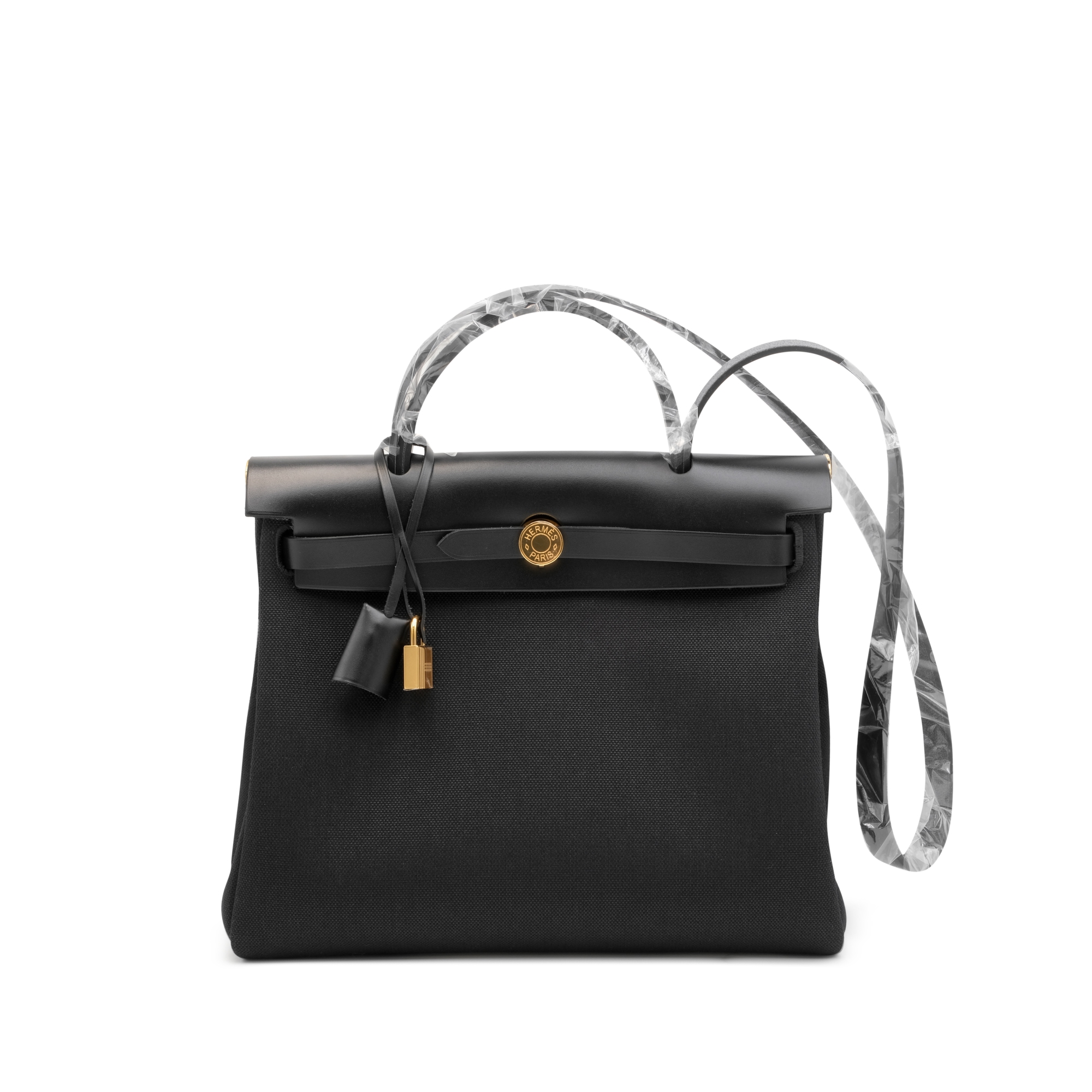 Hermès Black Vache Hunter And Toile Herbag Zip 31 Gold