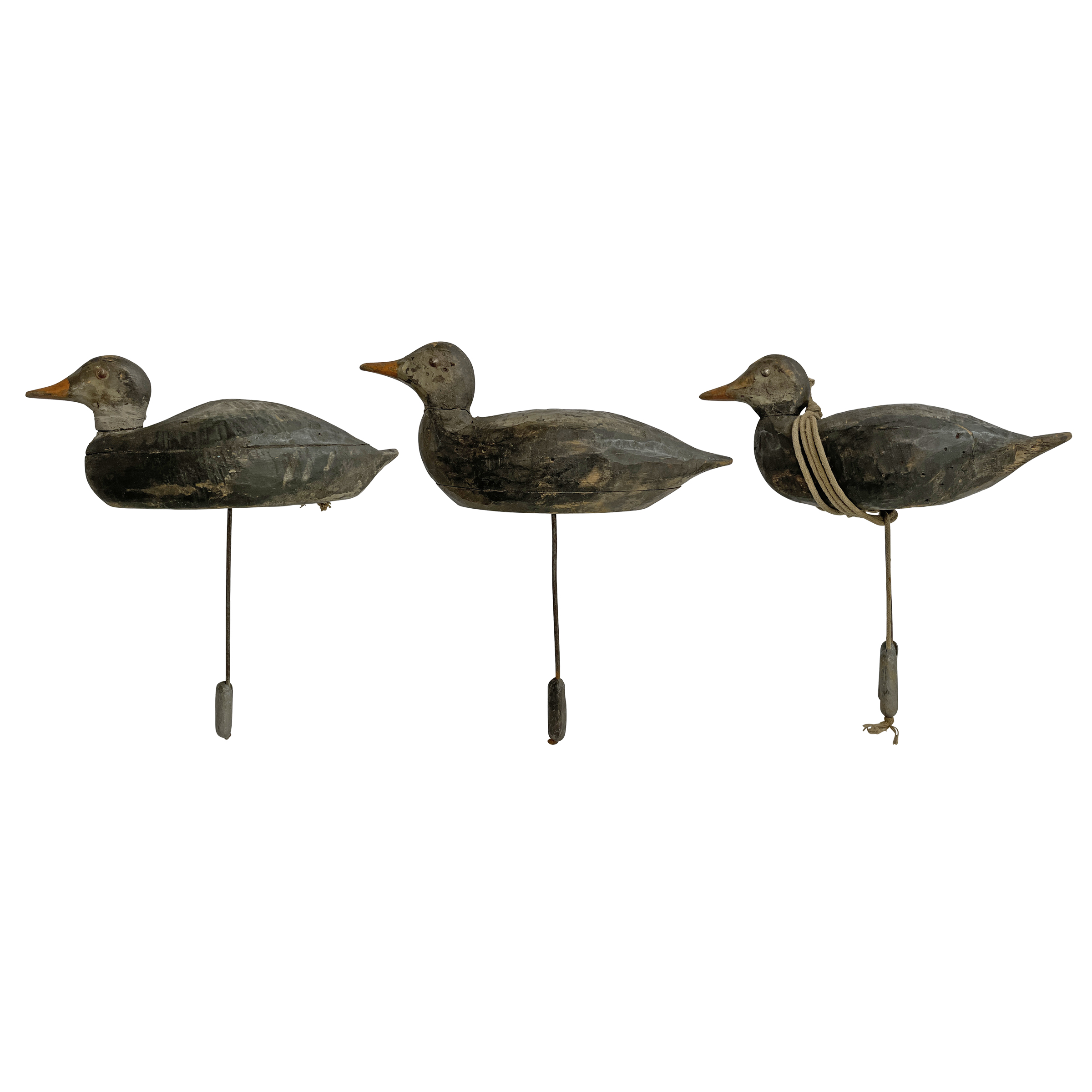 Vintage American Folk Art Wood Duck Decoys Available For Immediate