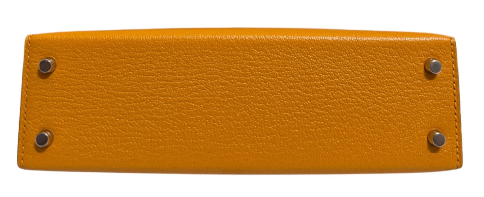 Hermès Moutarde Chèvre Mysore Mini Kelly 20 II Palladium Hardware