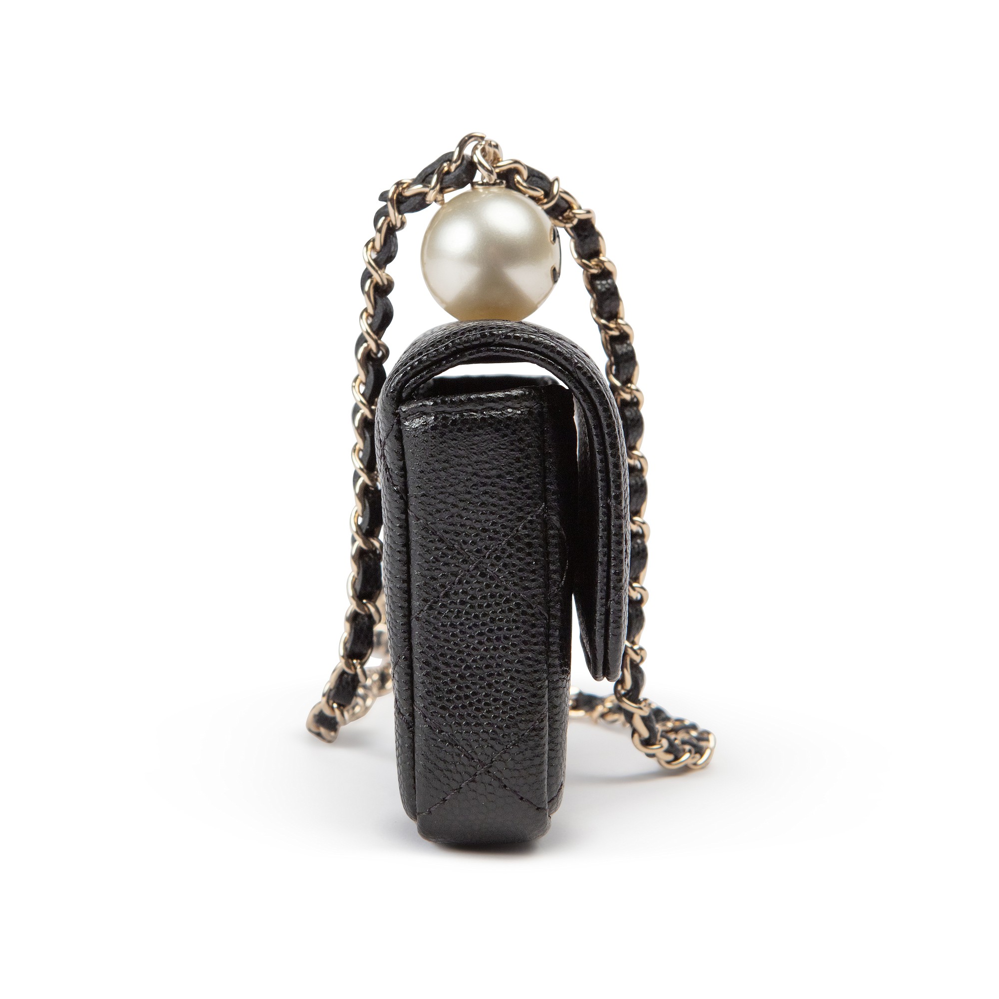 ★TOUT Y EST★ Ball Chain Square Coin Bag Black FA2301BG10BK Chanel Black Quilted Grained Calfskin And Imitation Pearl