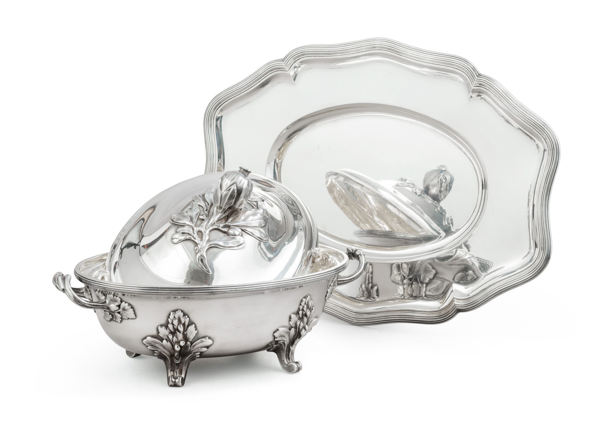 A French silver oval souptureen, with liner and stand, Puiforcat