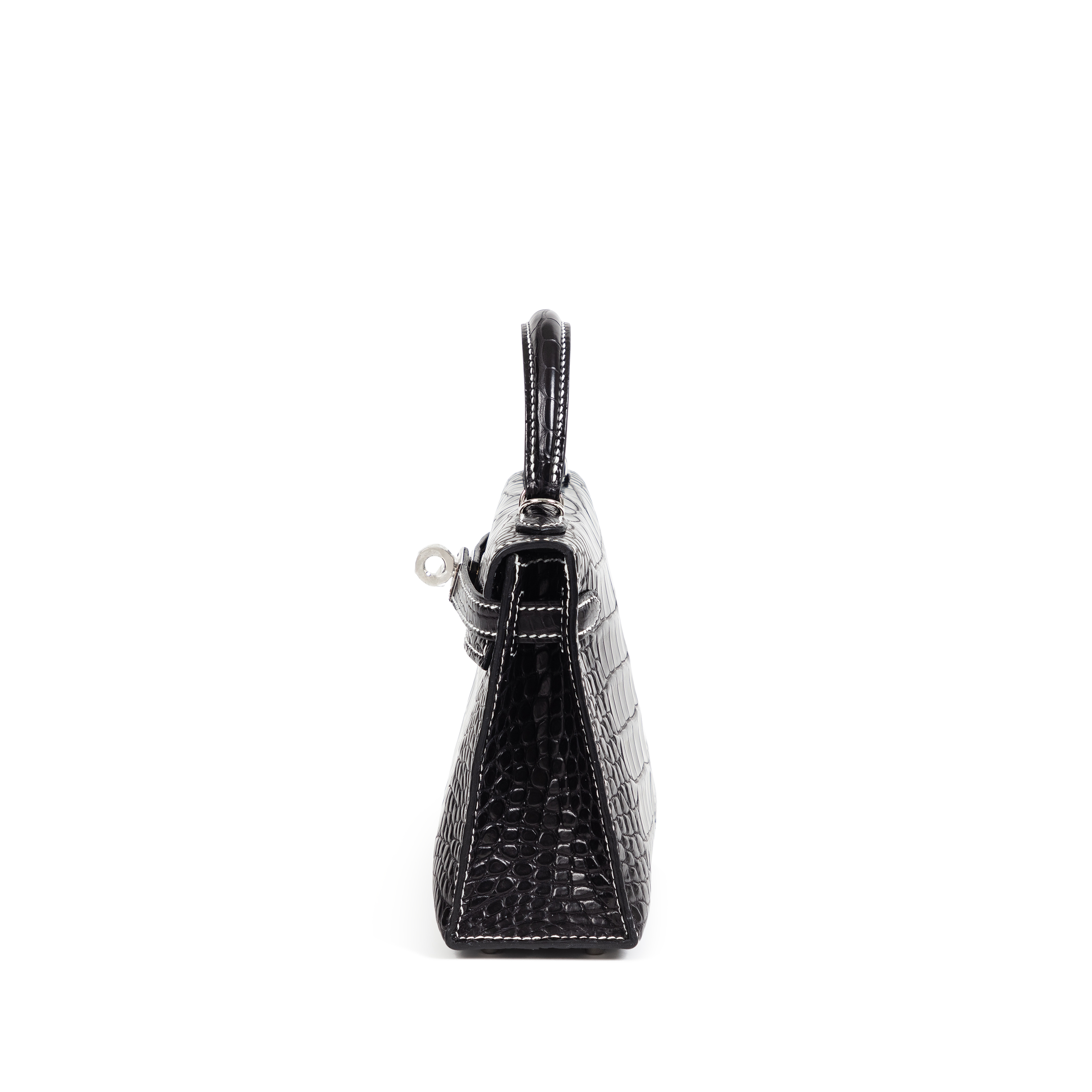 Hermès Black Matte Mississippiensis Alligator With White