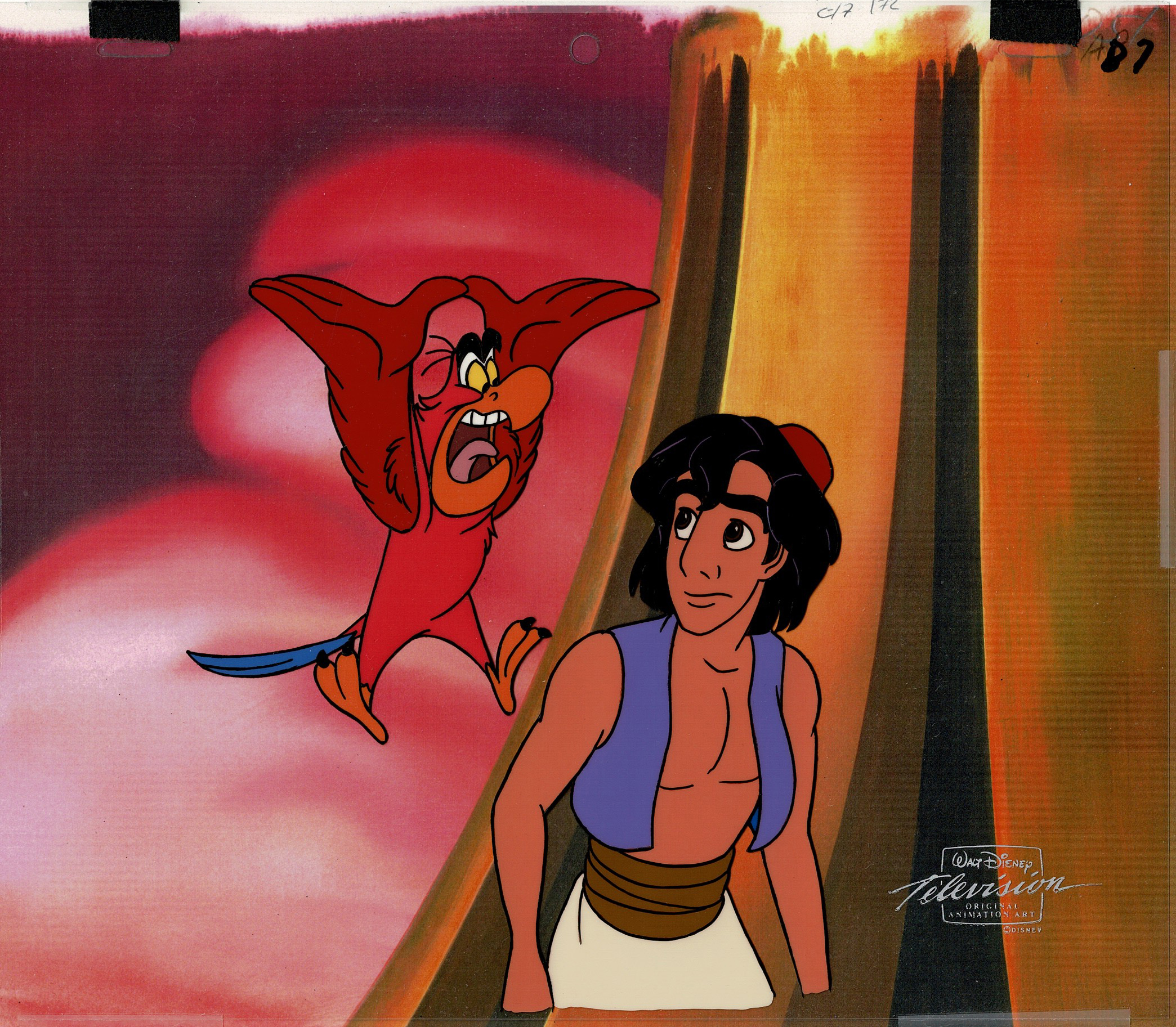 Walt Disney Studios Vintage Aladdin Animation Cel And Drawings