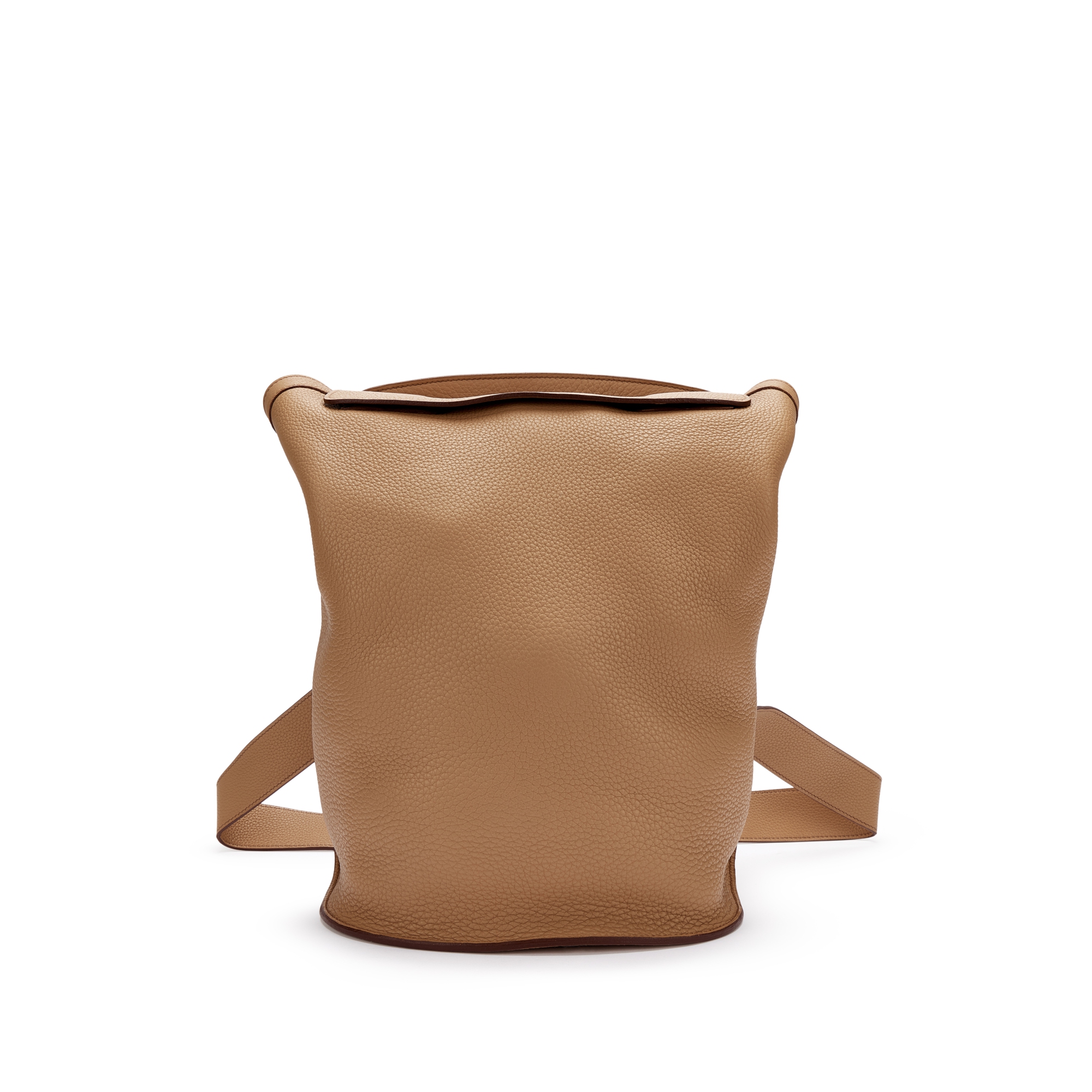 Hermès Tabac Camel Clemence Sherpa Backpack Palladium Hardware