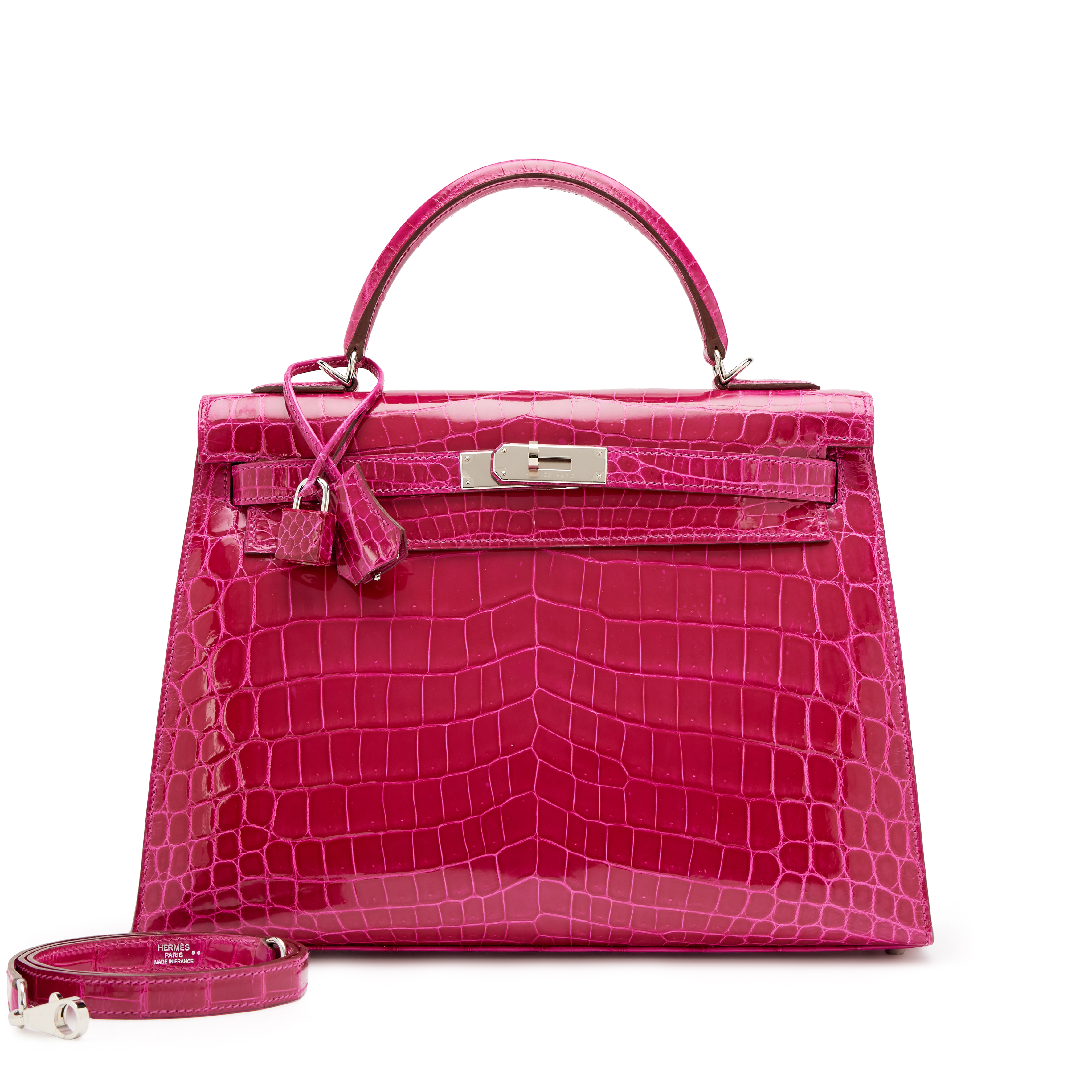 Hermès Rose Scheherazade Shiny Niloticus Crocodile Sellier Kelly
