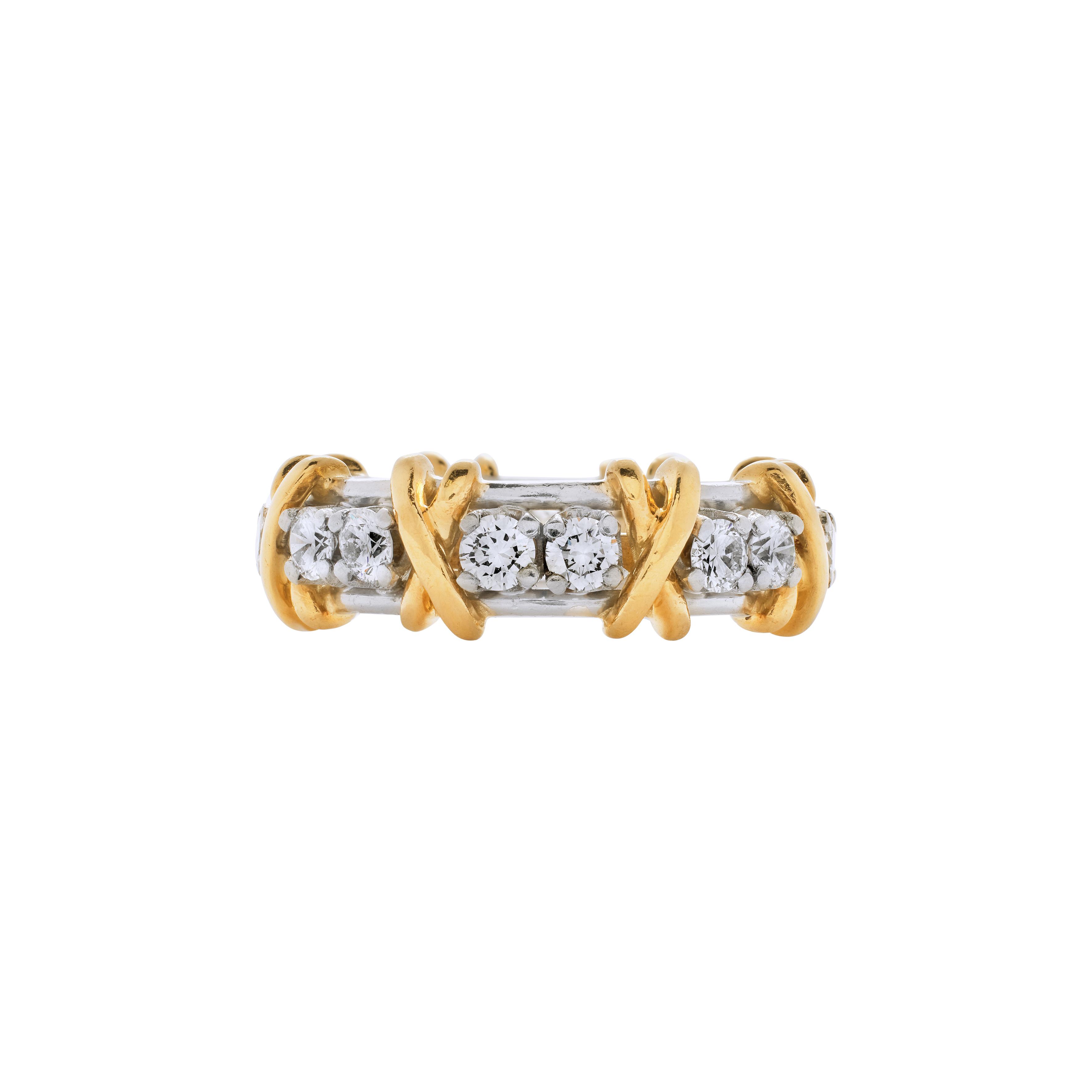 Tiffany & Co. Platinum, Gold And Diamond Sixteen Stone Ring