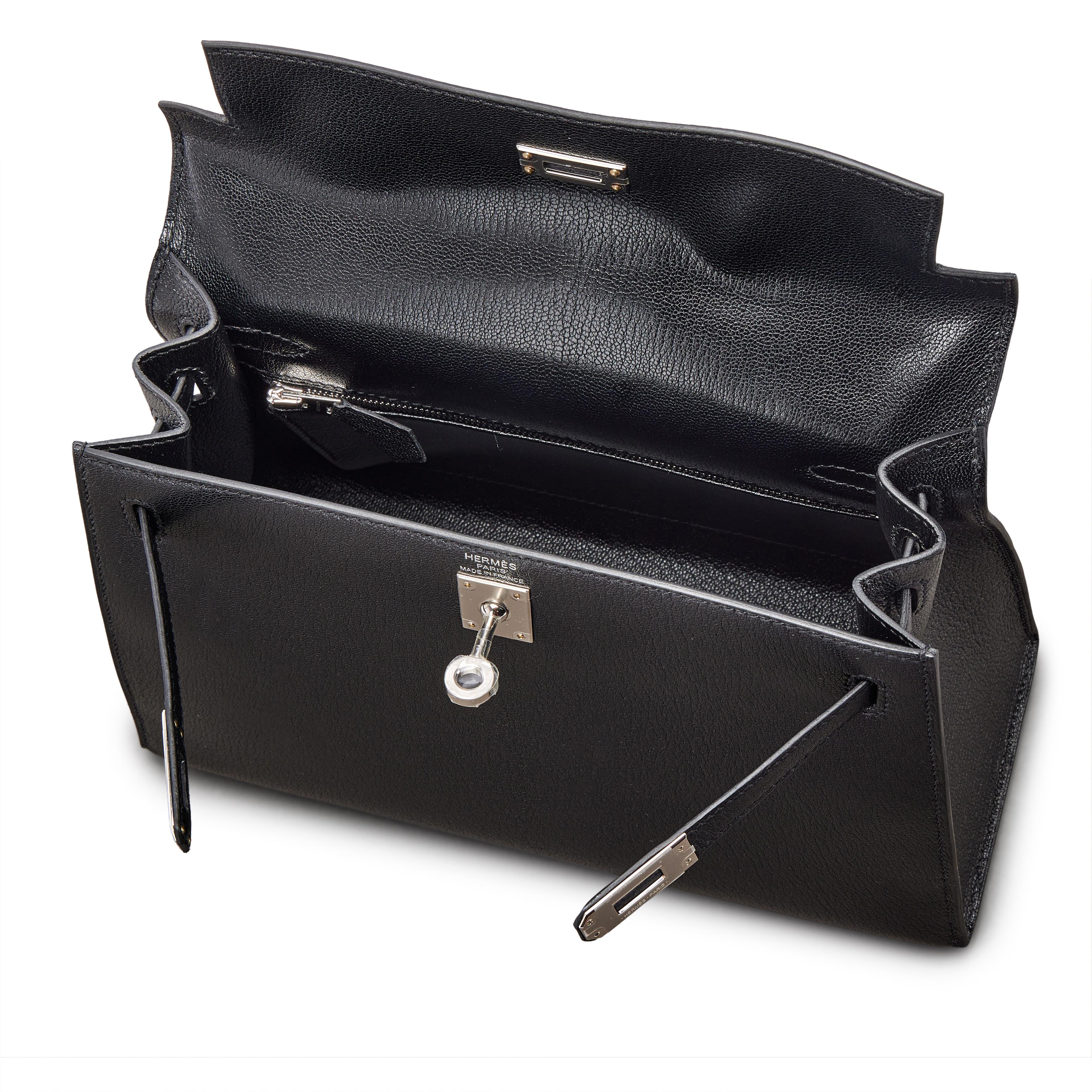 Hermès Black Chèvre Chamkila Kelly 25 Sellier Palladium Hardware