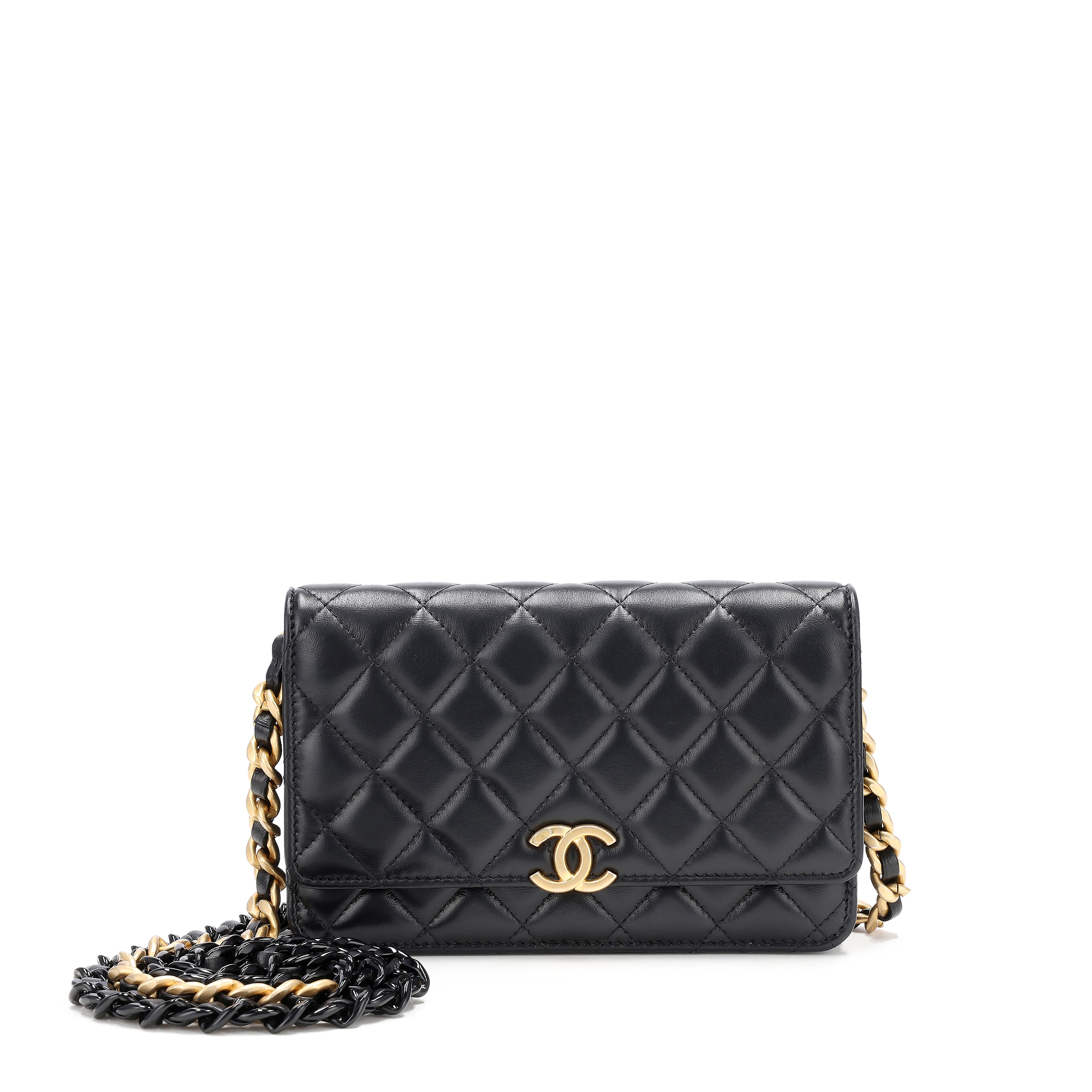 Chanel Black Quilted Lambskin Resin Chain Woc Wallet On Chain Gold