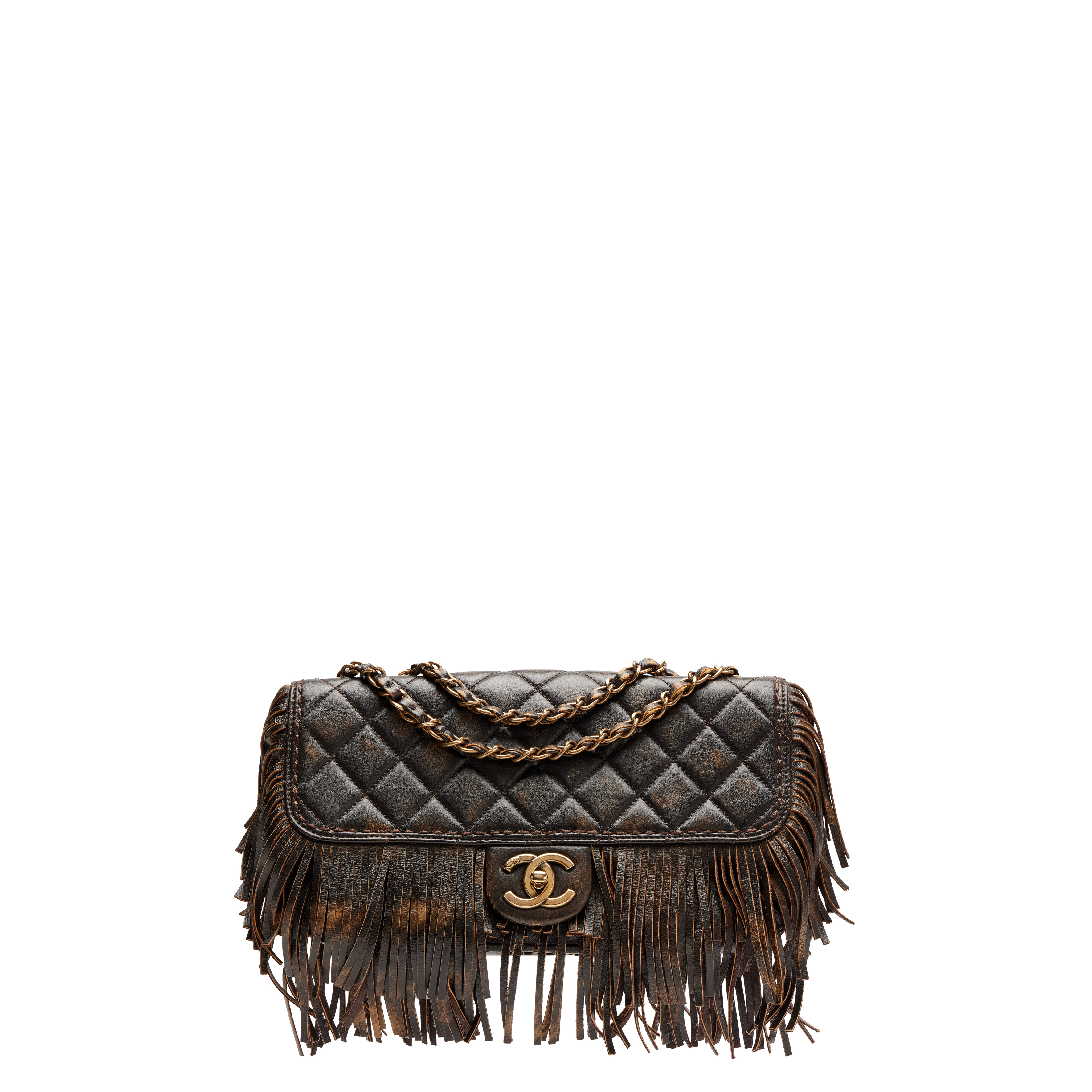 Chanel Brown Calfskin Quilted Paris-Dallas Large Into The Fringe