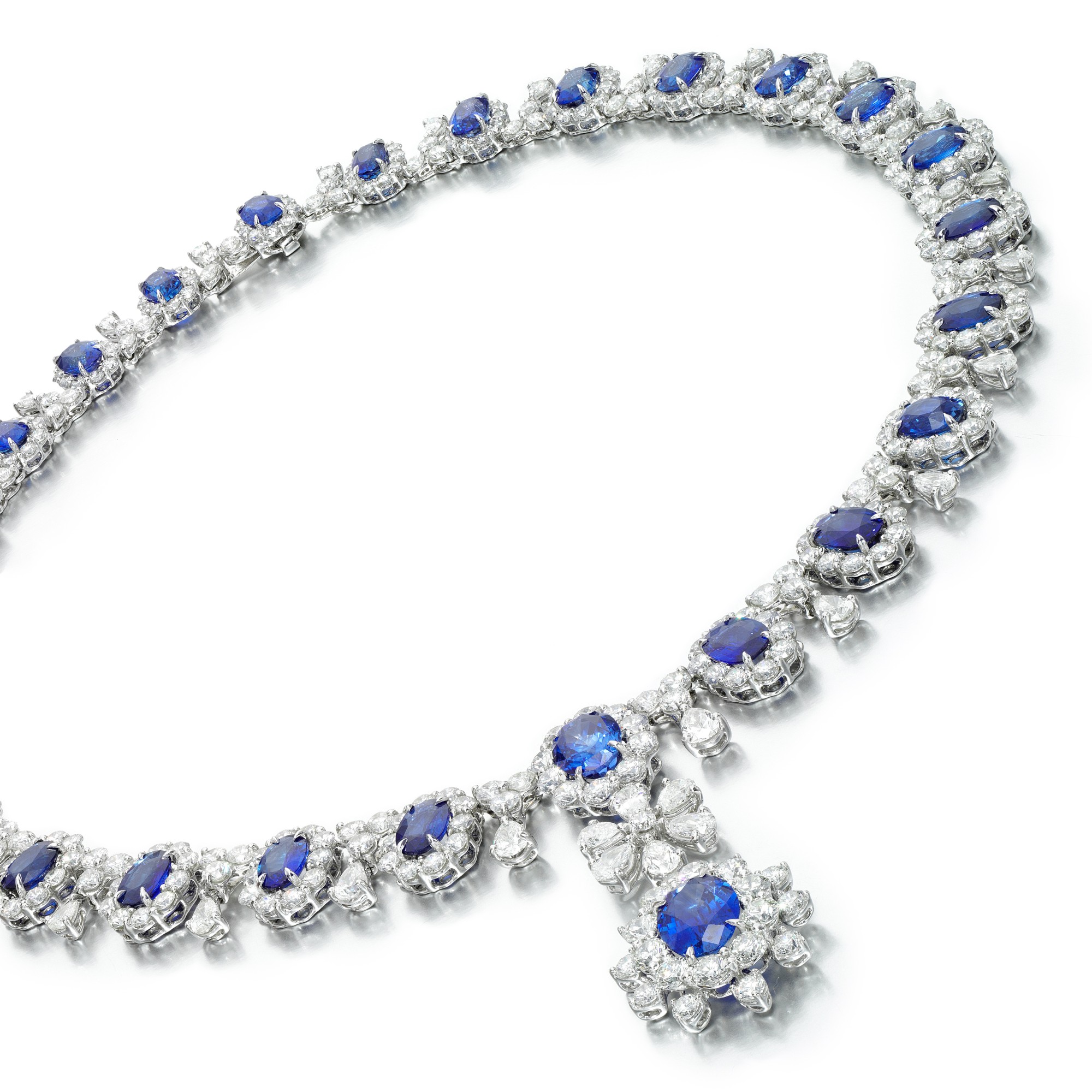 A pretty sapphire and diamond necklace