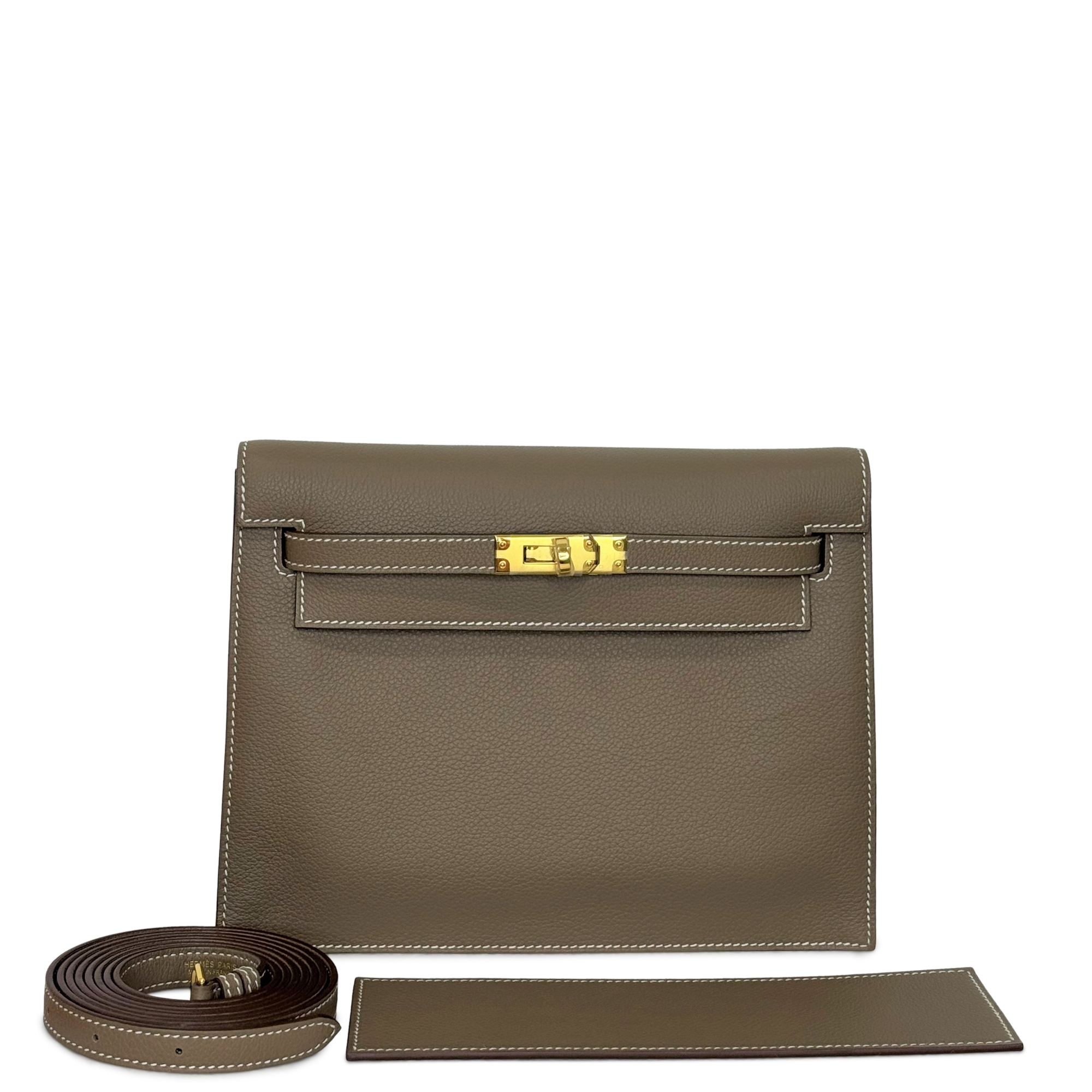 Hermès Etoupe Evercolor Kelly Danse Gold Hardware, 2024 Available