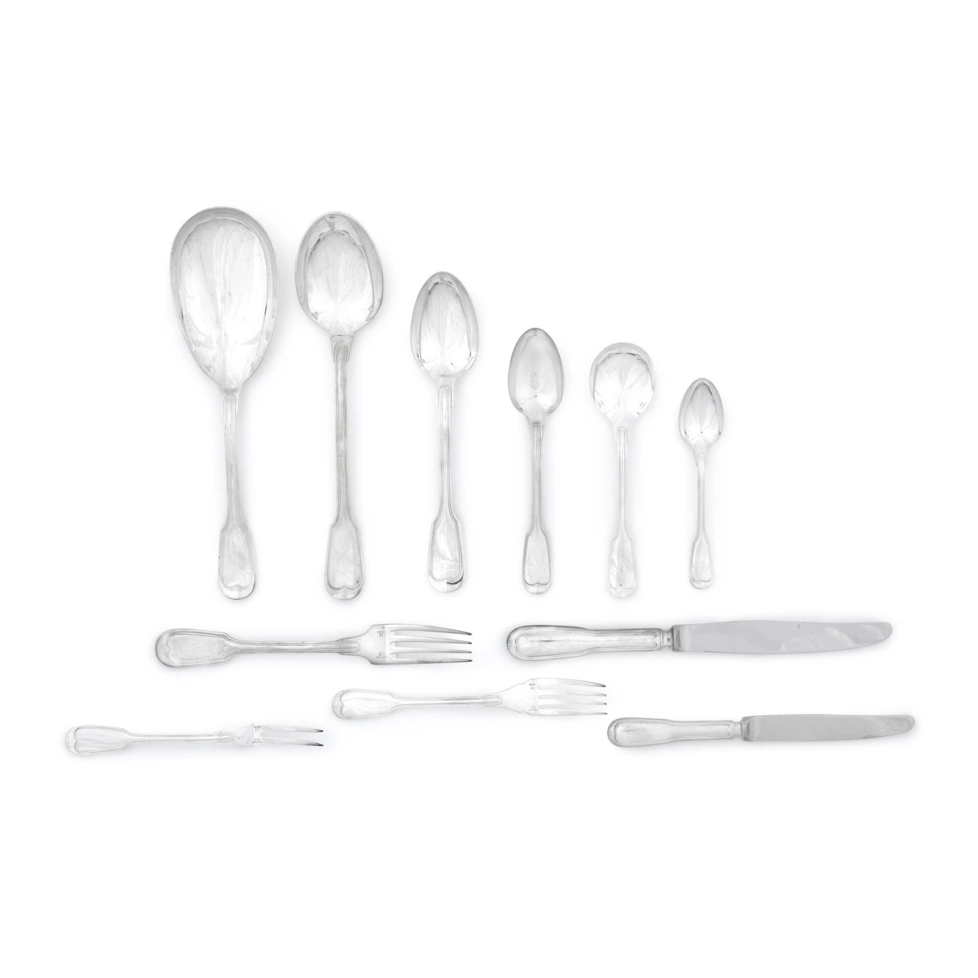 A French silver and silverplated flatware service, Christofle, late