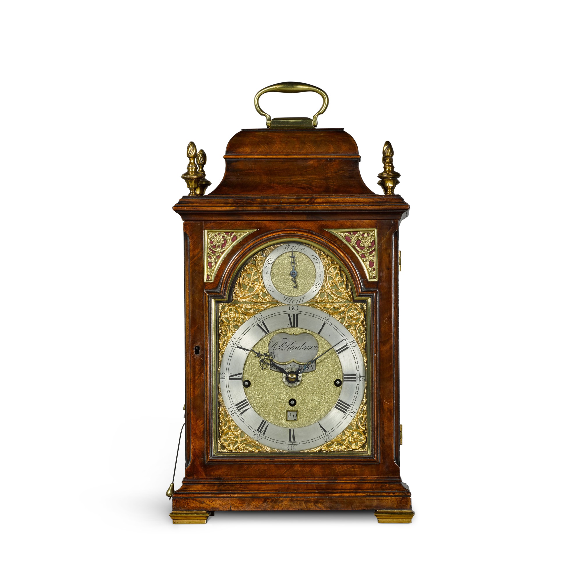 A III mahogany quarter chiming table clock with alarm, Robert