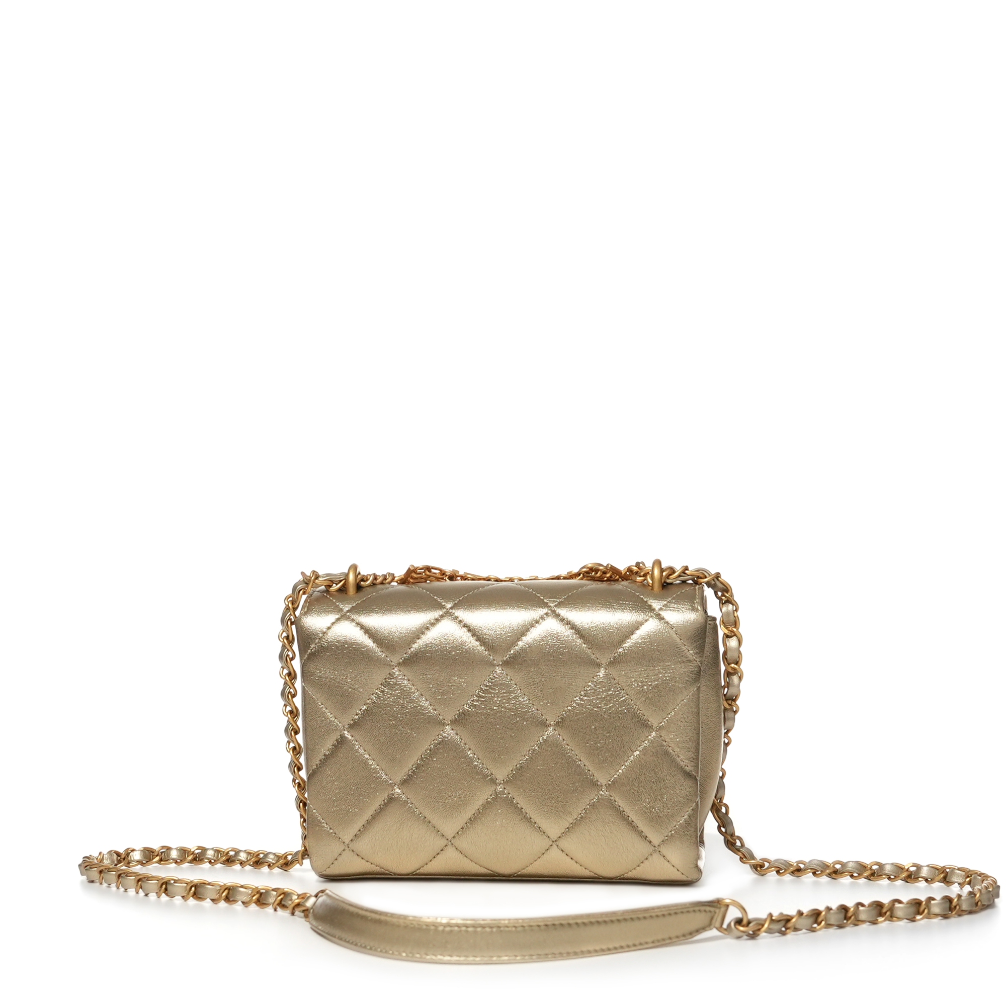 Chanel Gold Metallic Quilted Lambskin Flap Bag Gold Hardware, 2022