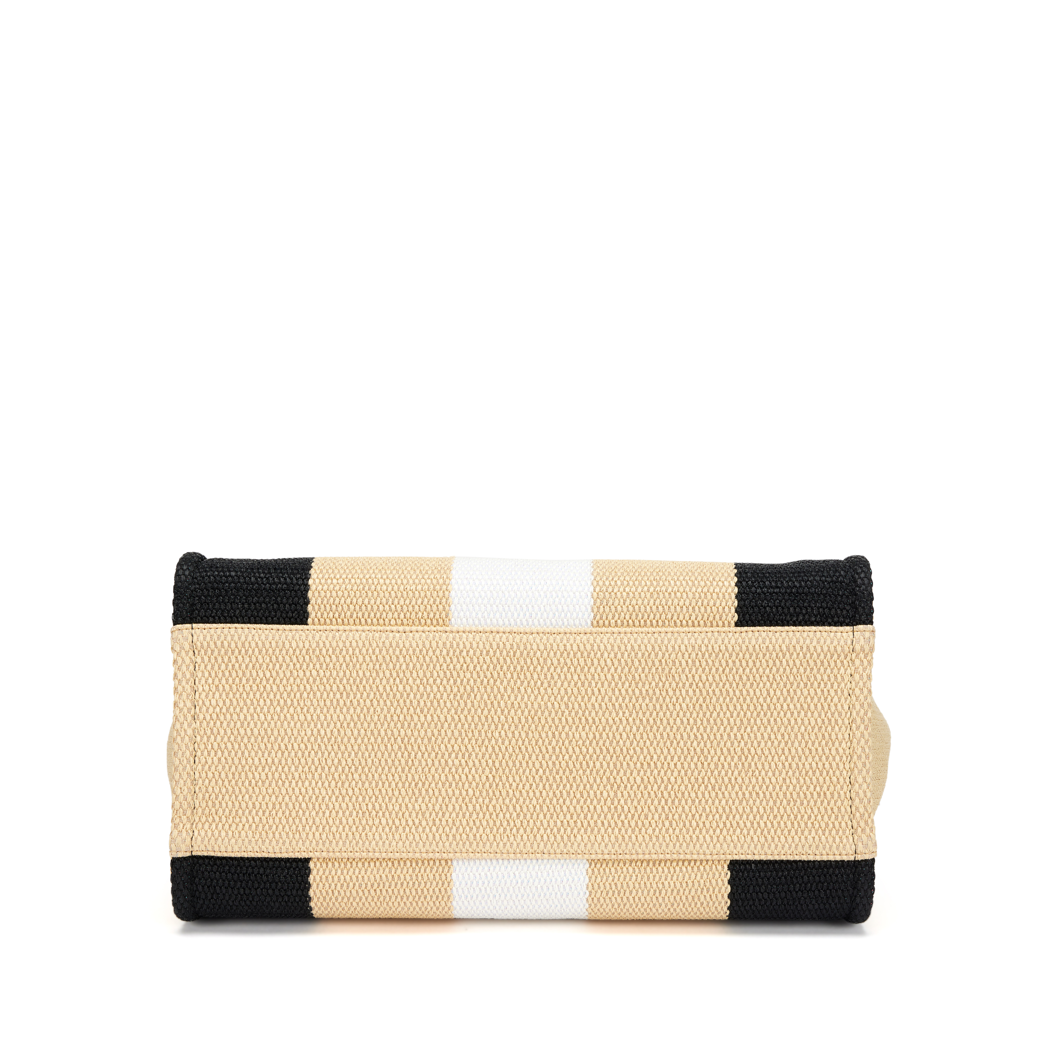 Black, White and Beige Striped Raffia Large Deauville Tote Pale Gold Hardware, 2020 - Image 5