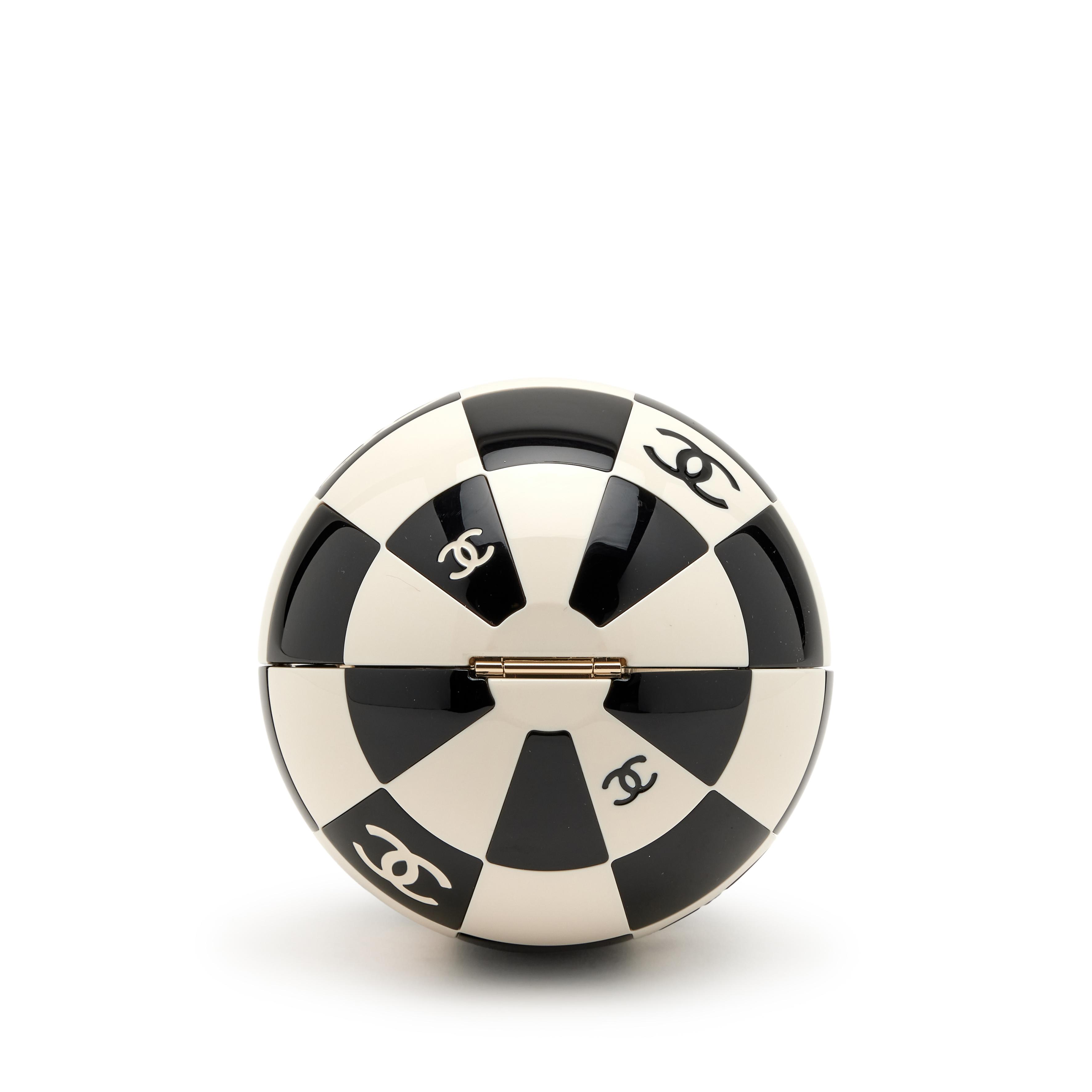 Chanel Black And White Resin And Enamel Checker Sphere Minaudiere 