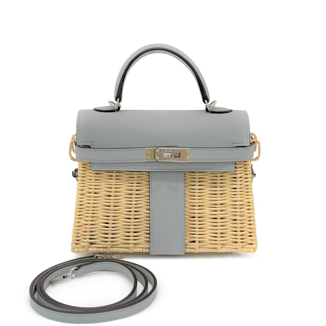 Hermès Limited Edition Bleu Glacier Swift And Osier Wicker Picnic