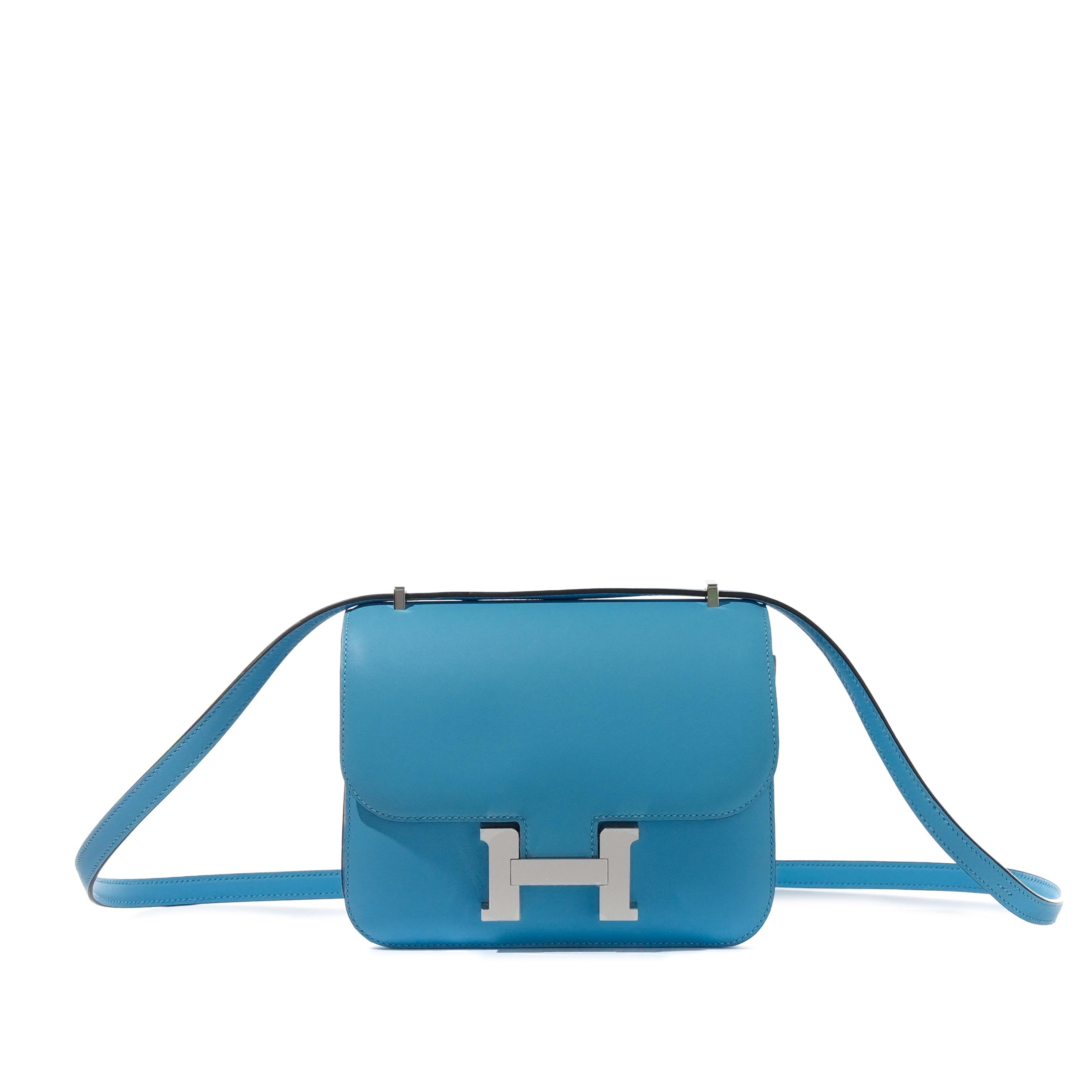 Hermès Candy Blue Swift Mini Constance 18 Palladium Hardware, 2025