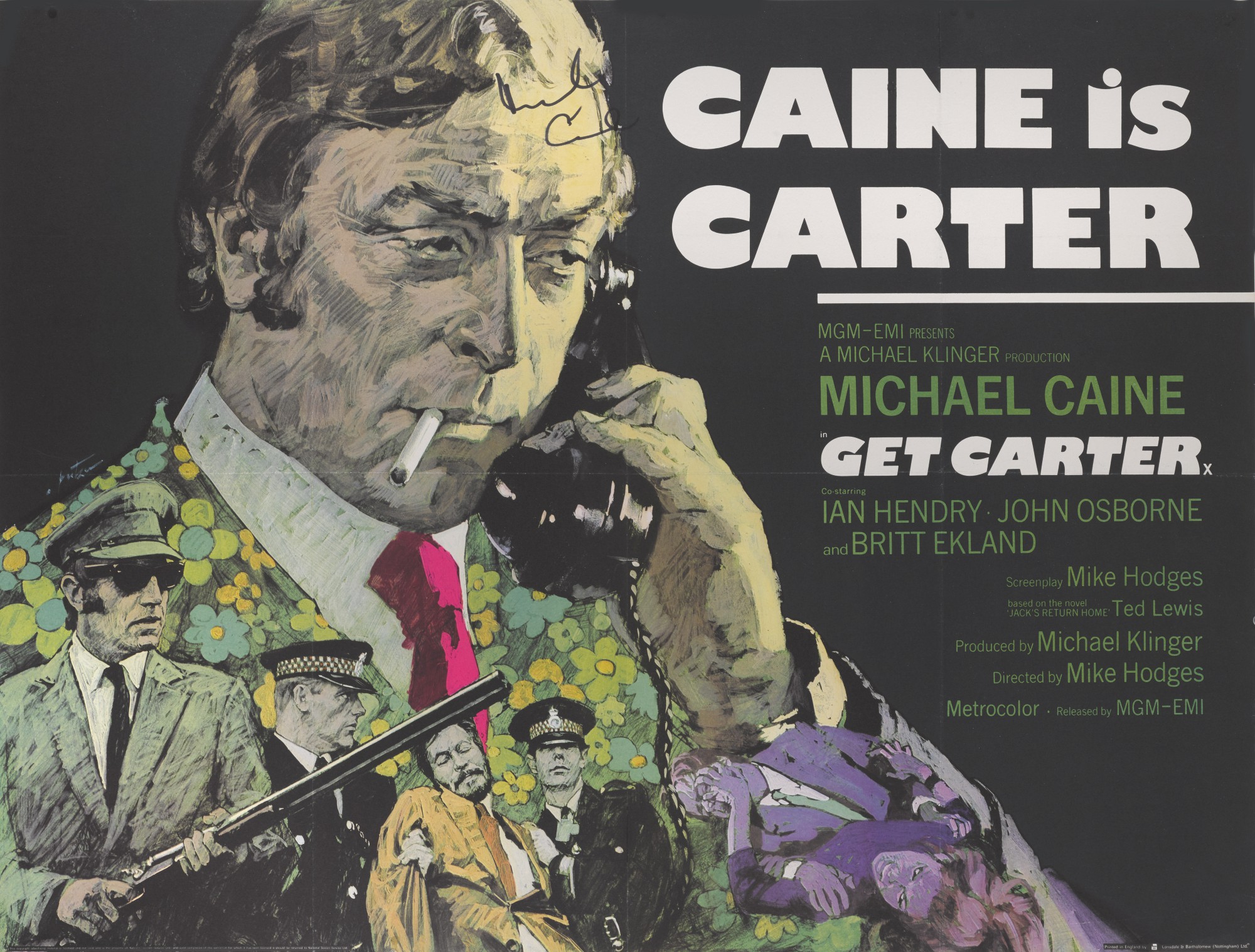 GET CARTER (1971) POSTER, BRITISH. SIGNED BY MICHAEL CAINE | Original