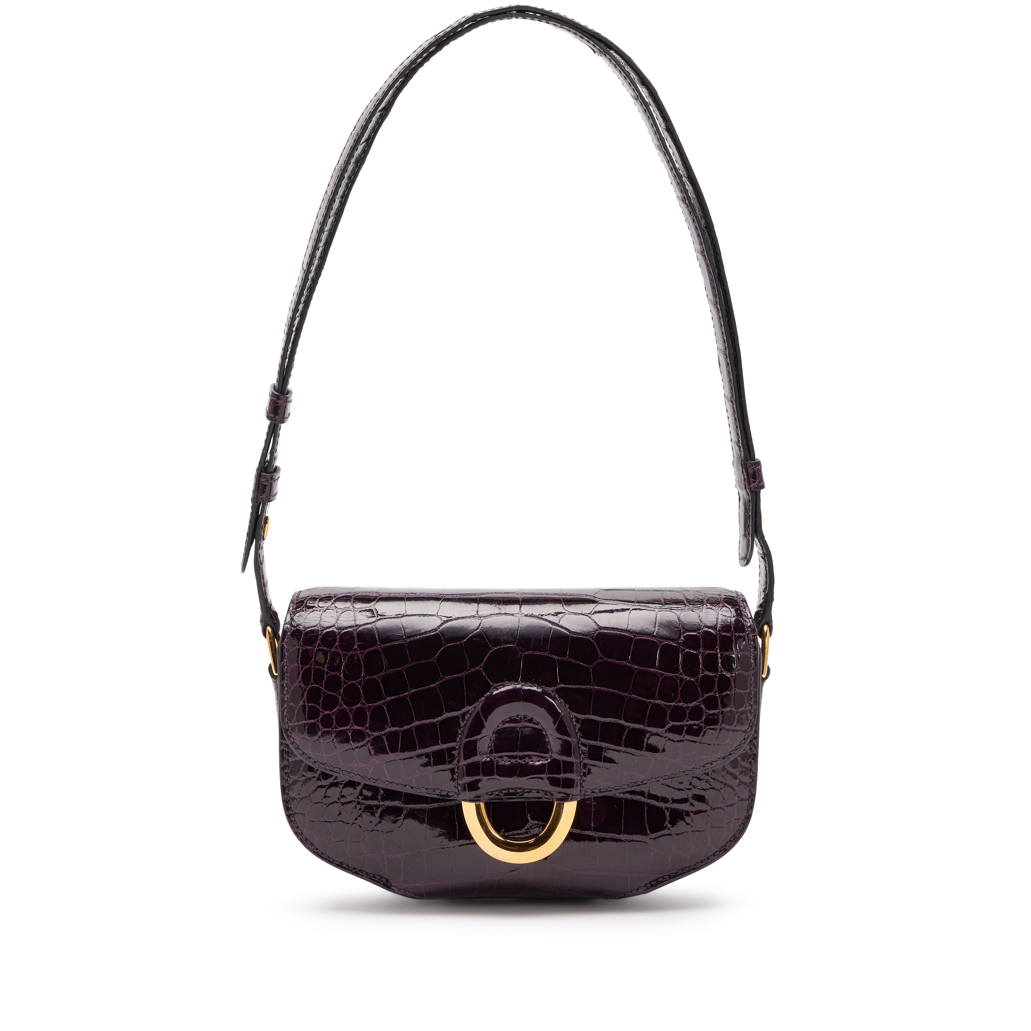 Hermès Amethyst Shiny Alligator Cherche Midi Mini 18 Gold Hardware