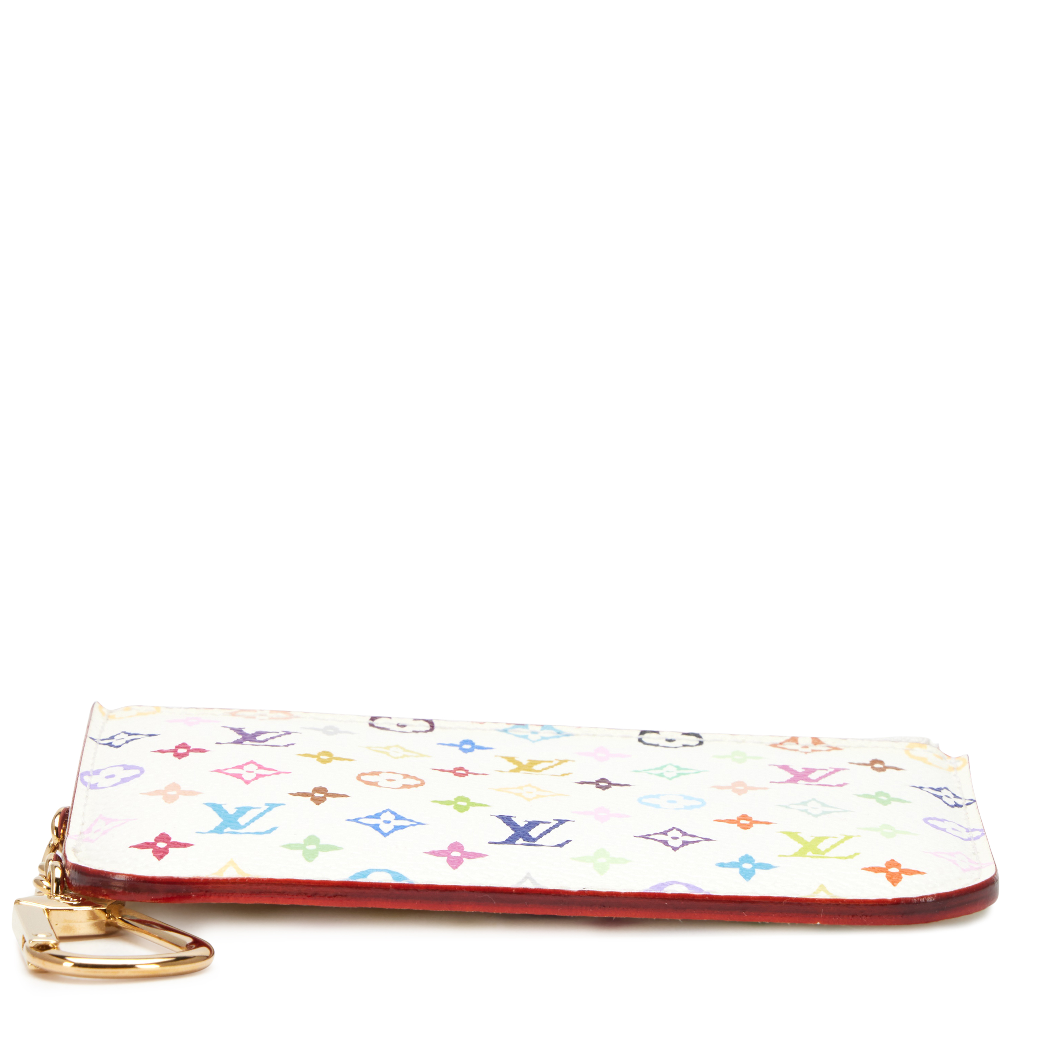 Louis Vuitton White Litchi Monogram Multicolor Pochette Cles  display picture 1