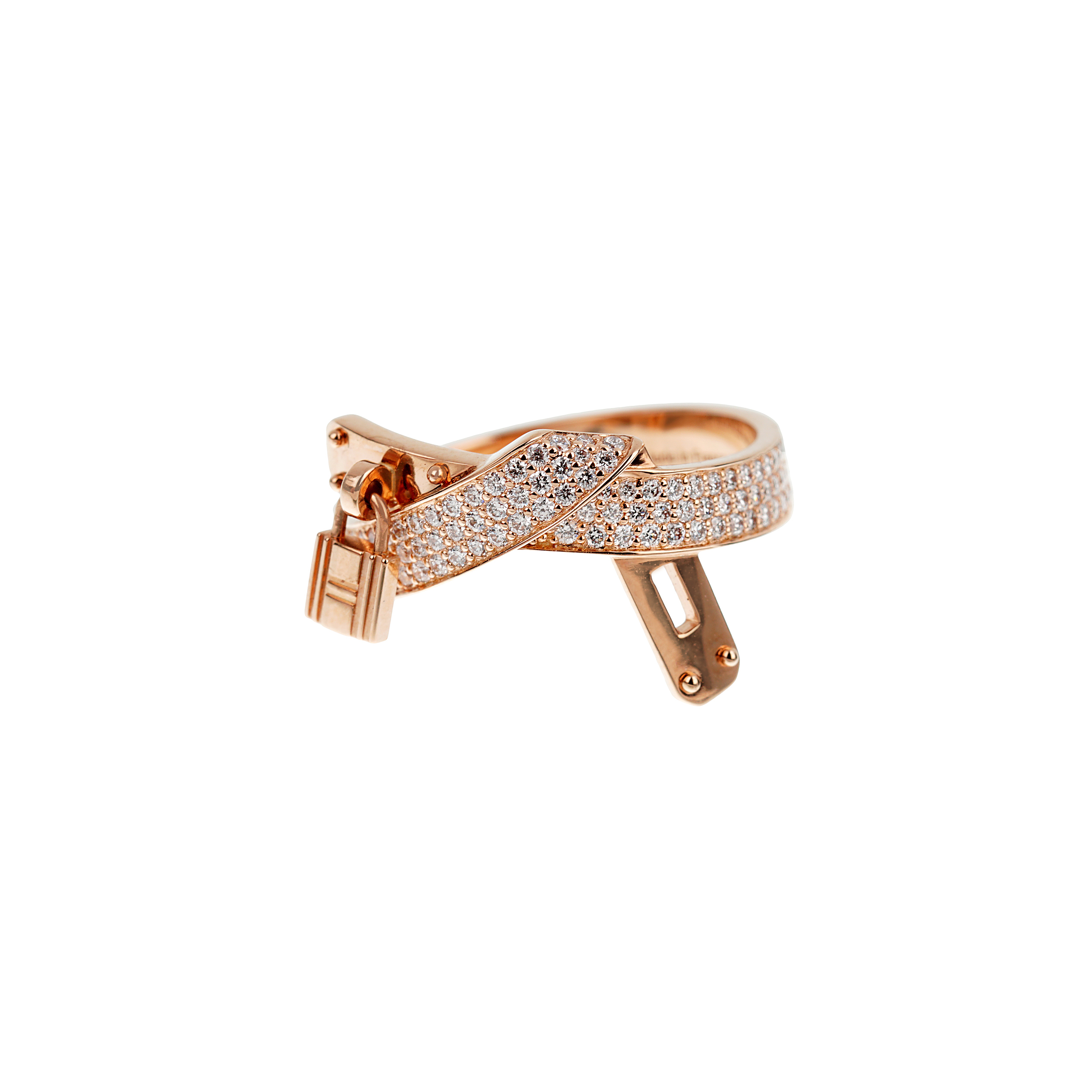 【憧れのケリー】Hermes の Kelly Gavroche リング Hermes Kelly Gavroche Diamond Rose Gold Cocktail Ring