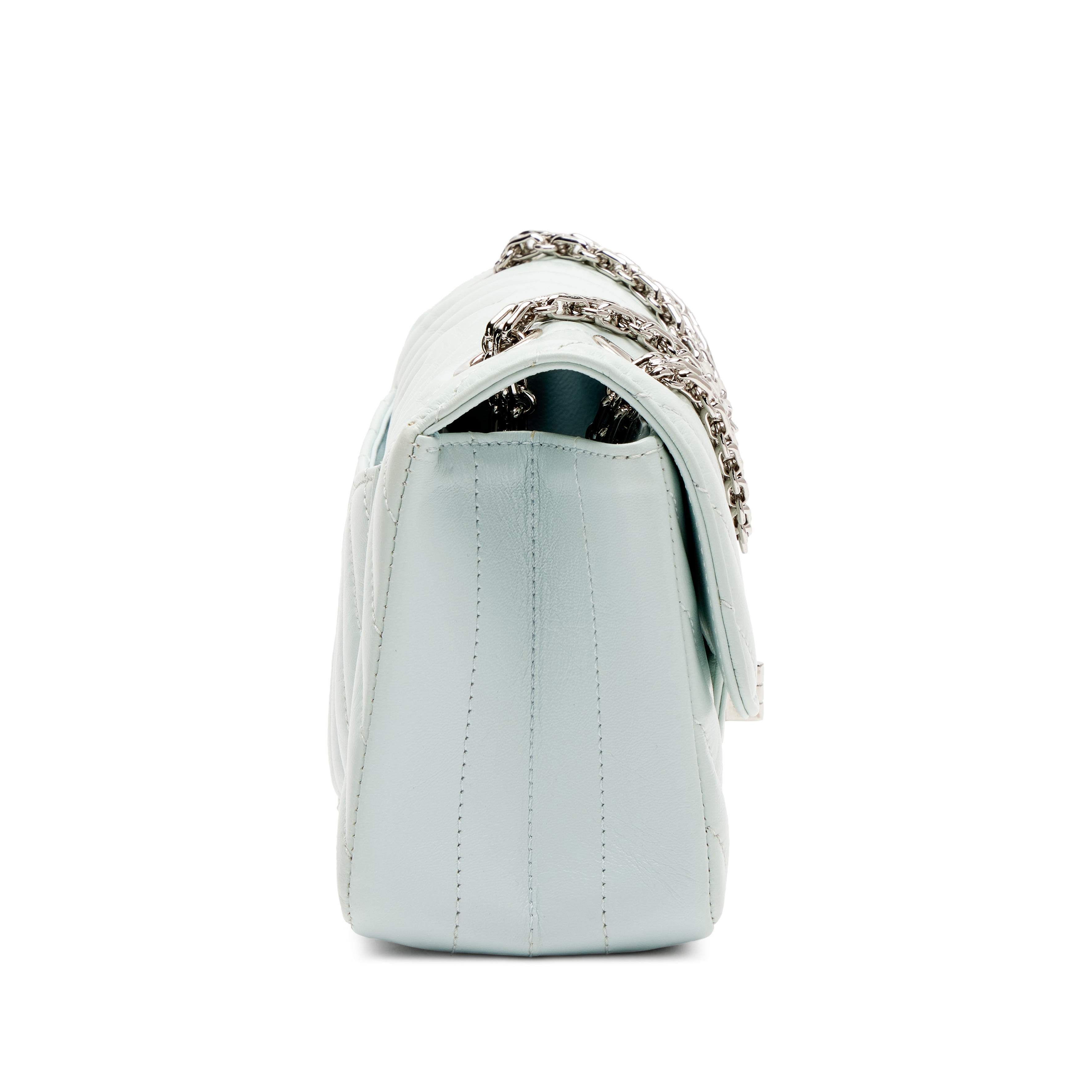 Chanel Light Blue Chevron Quilted Aged Calfskin Mini 2.55 Reissue
