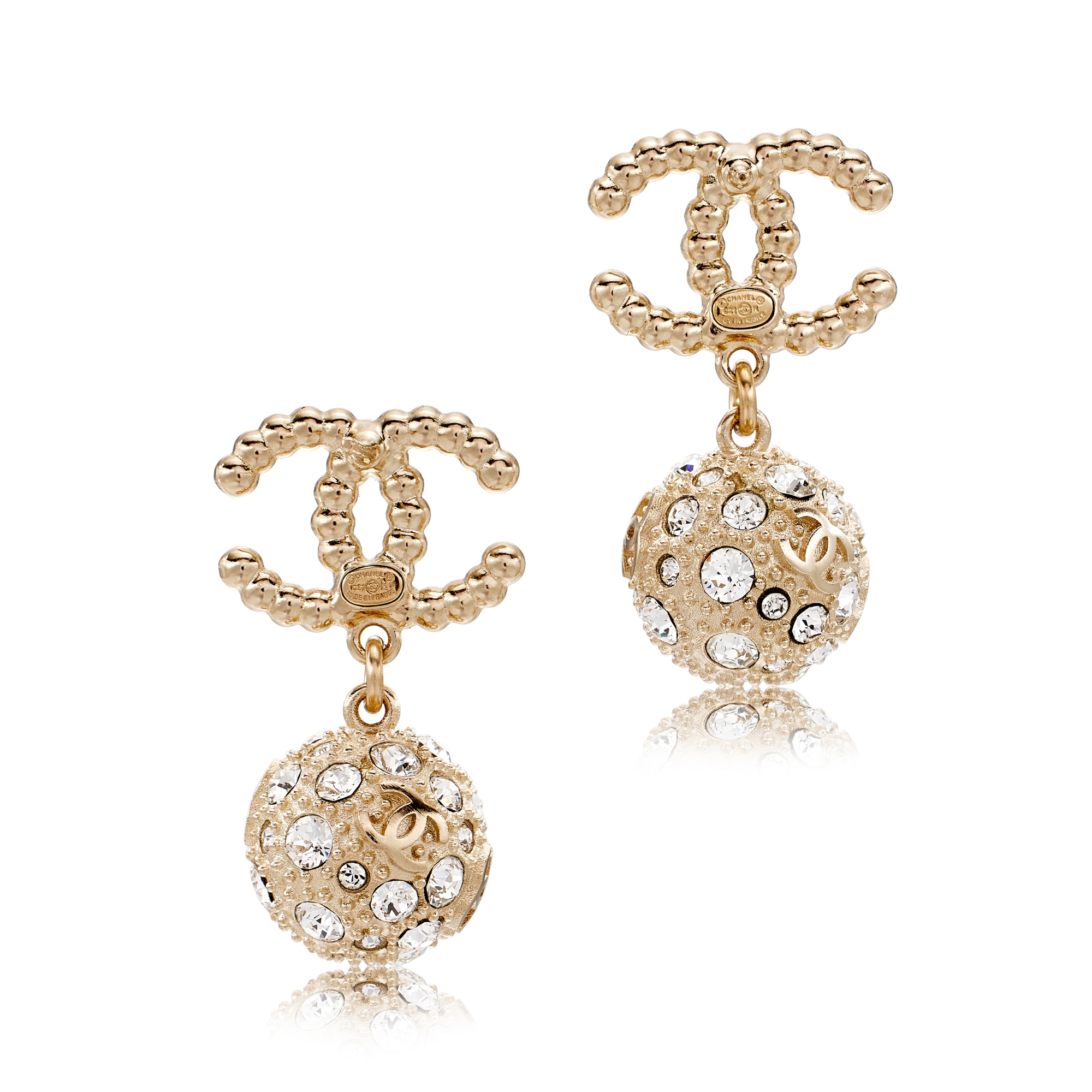 Chanel Hoop CC Two-Tone Crystal Earrings